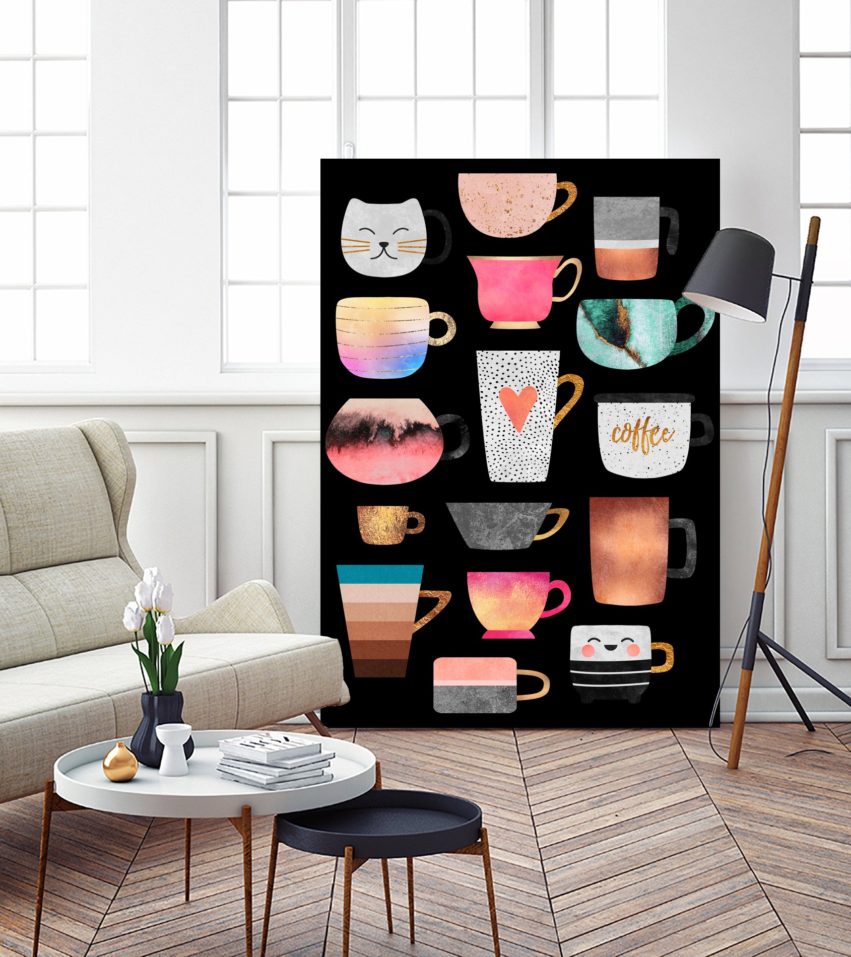 Coffee Cup Collection by Elisabeth Fredriksson on GIANT ART - white digital drawing