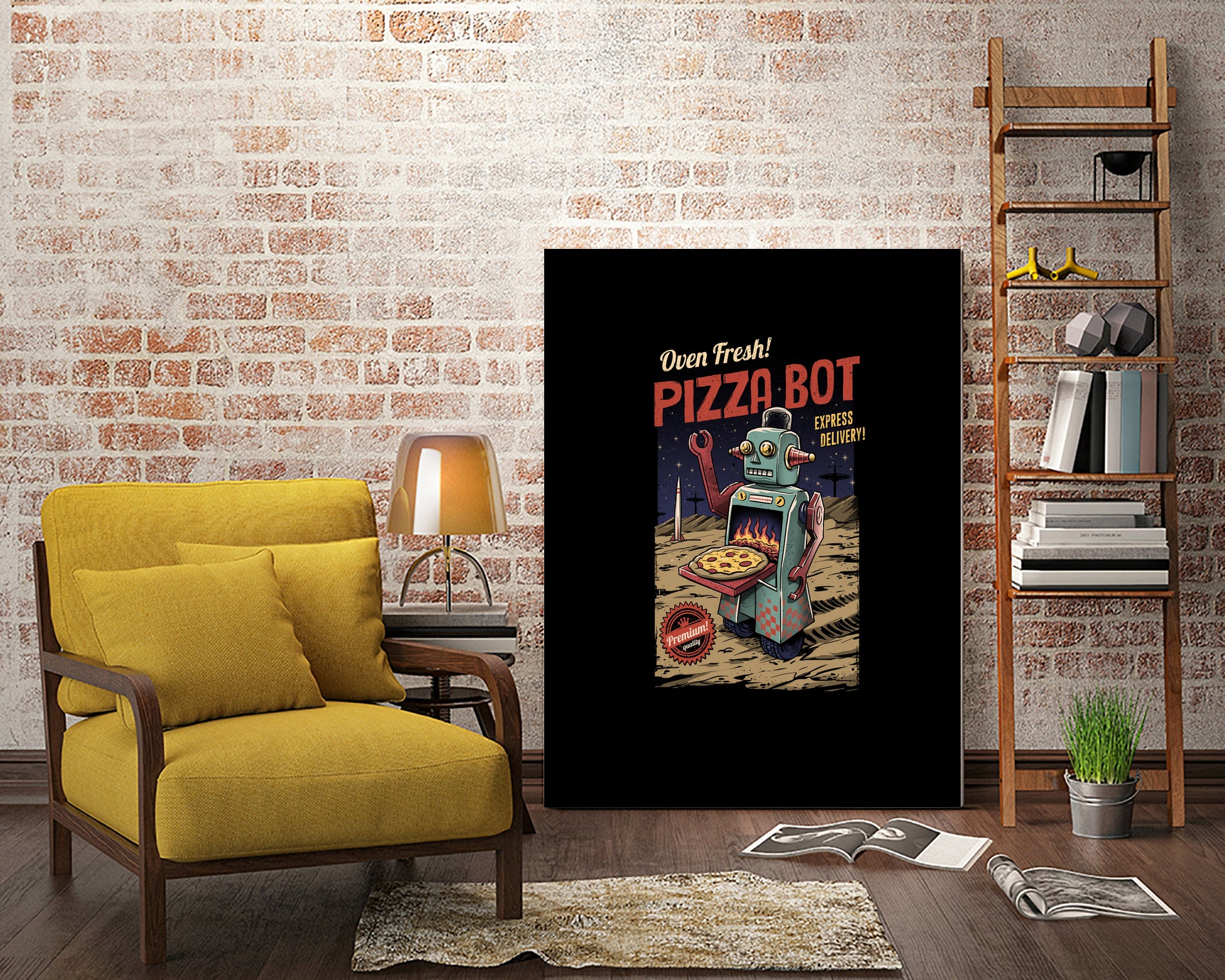 Pizza Bot by Vincent Trinidad on GIANT ART - black digital painting
