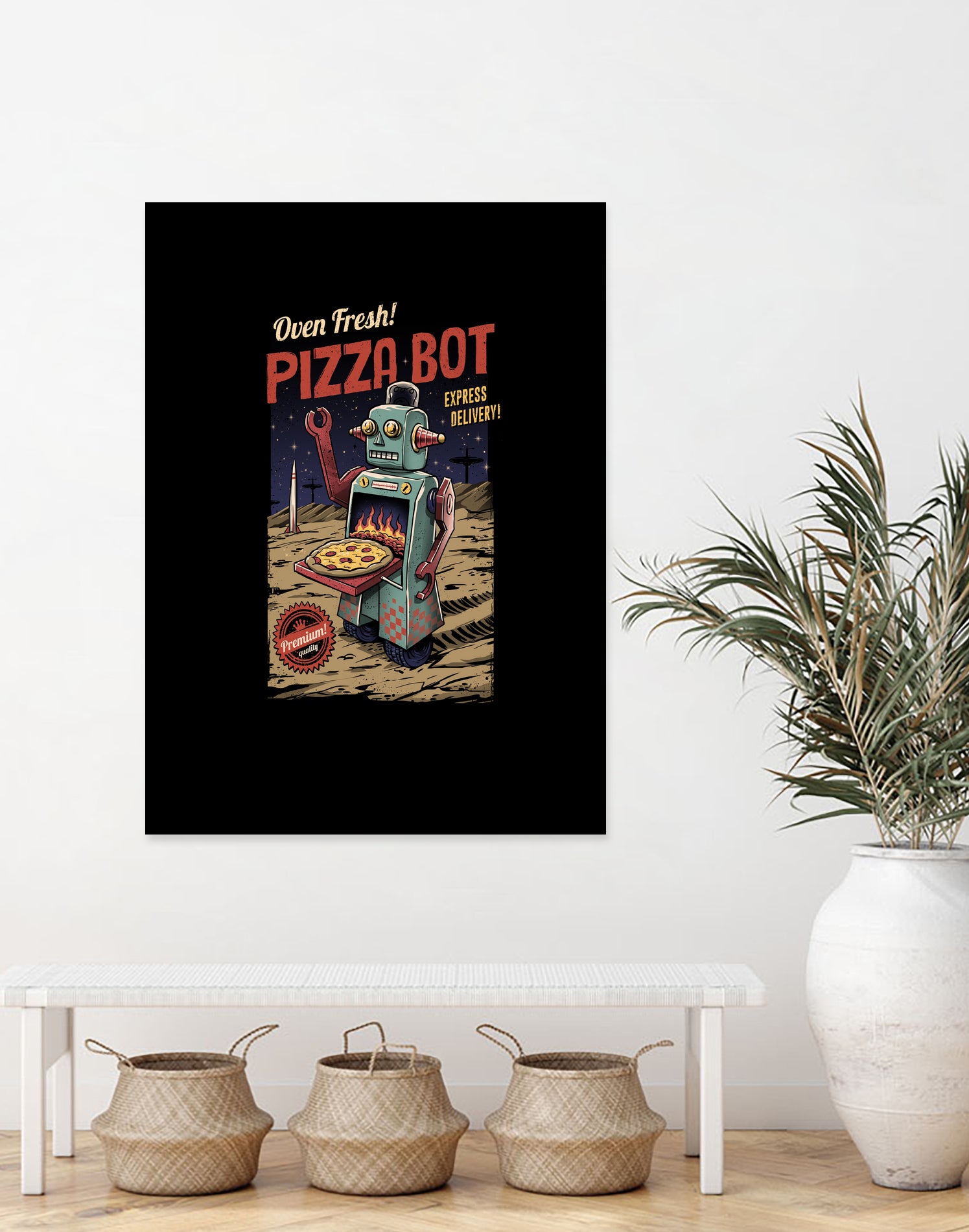 Pizza Bot by Vincent Trinidad on GIANT ART - black digital painting