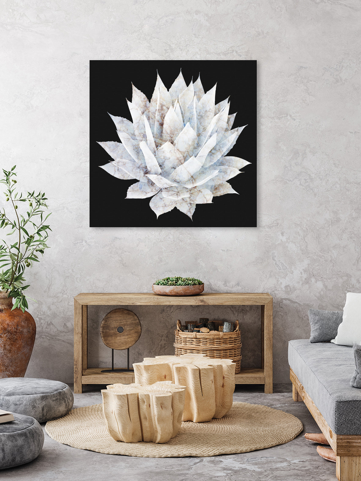 White Marble Agave Plant by amini 54 on GIANT ART - white digital painting