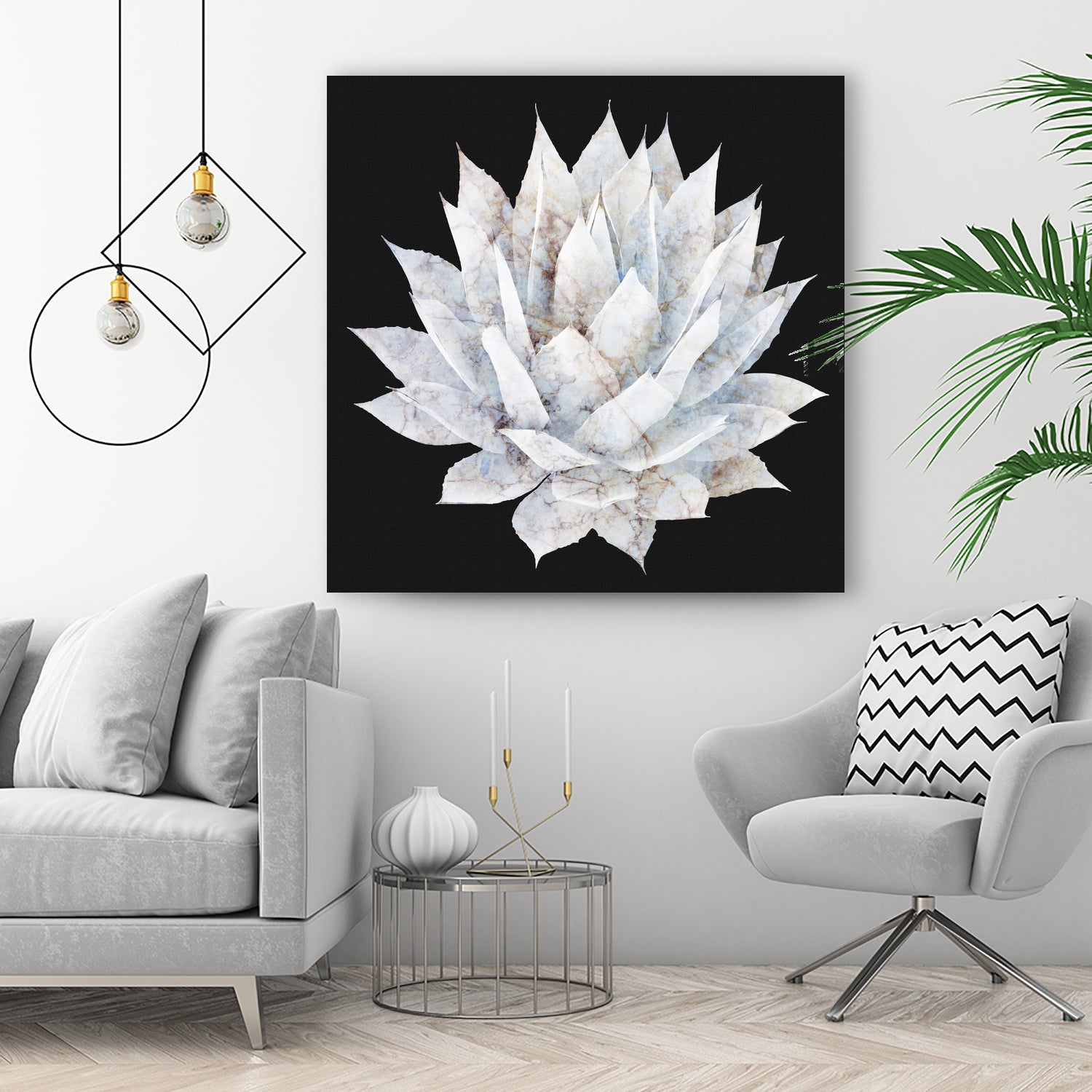 White Marble Agave Plant by amini 54 on GIANT ART - white digital painting