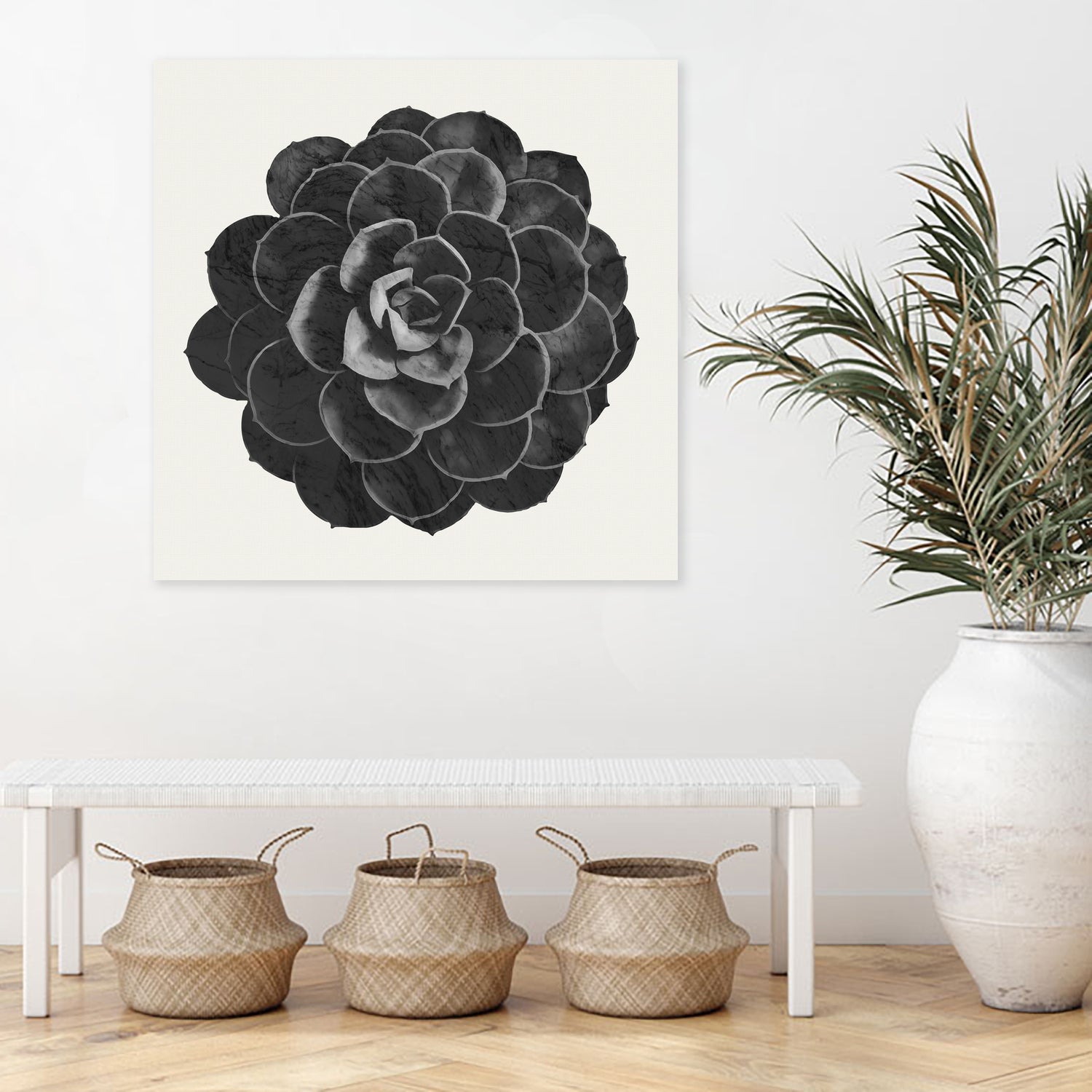 Black Marble Succulent Plant by amini 54 on GIANT ART - black digital painting
