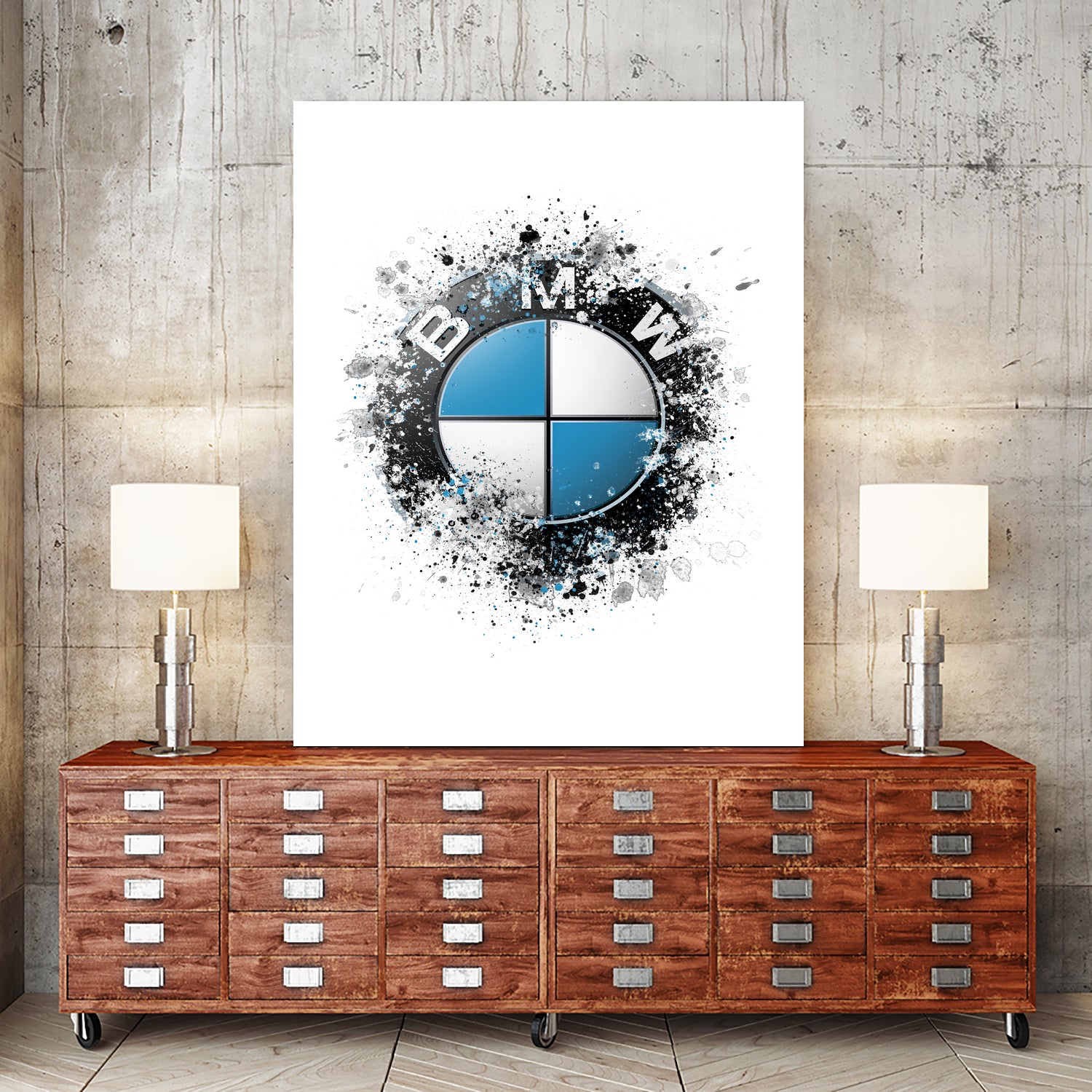 BMW Logo splatter painting by Jurijs Permanickis on GIANT ART - white digital painting