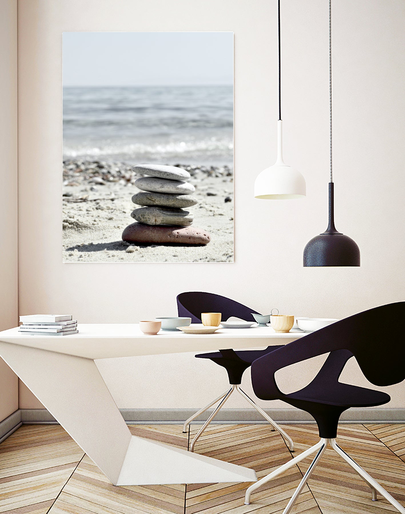 Pebble Balance On The Beach by IOANNA PAPANIKOLAOU on GIANT ART - gray photo illustration