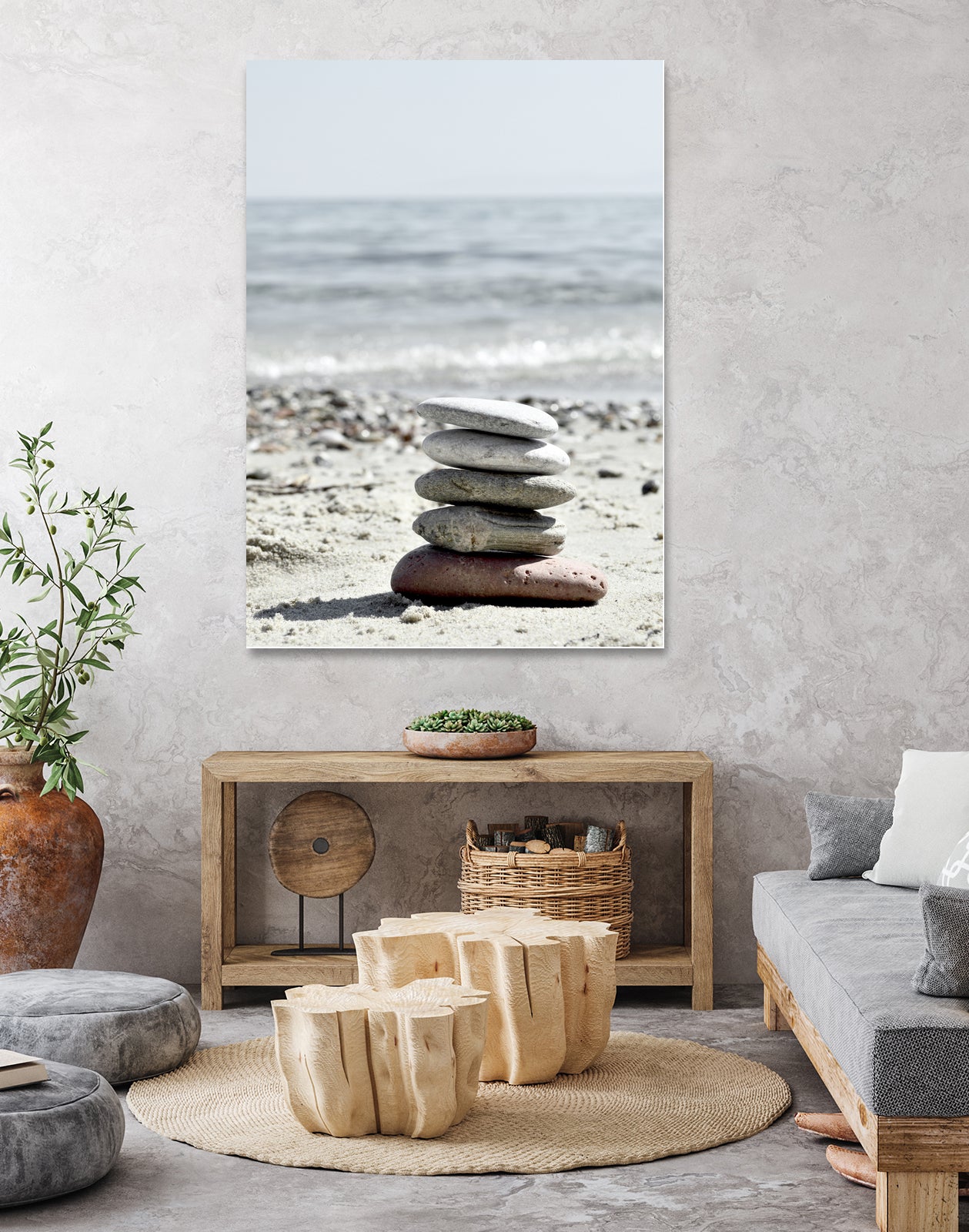 Pebble Balance On The Beach by IOANNA PAPANIKOLAOU on GIANT ART - gray photo illustration