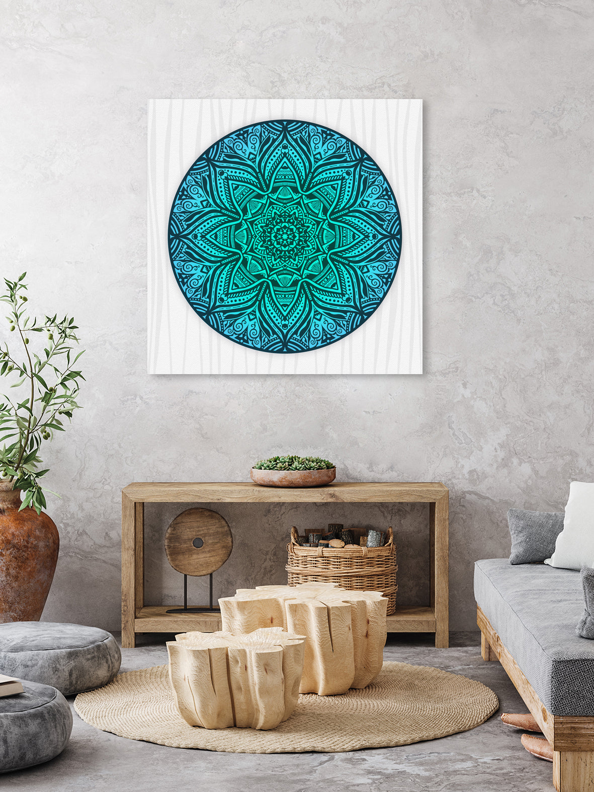 Mandala Aqua by Georgi Zhelyazkov on GIANT ART - blue vector illustration