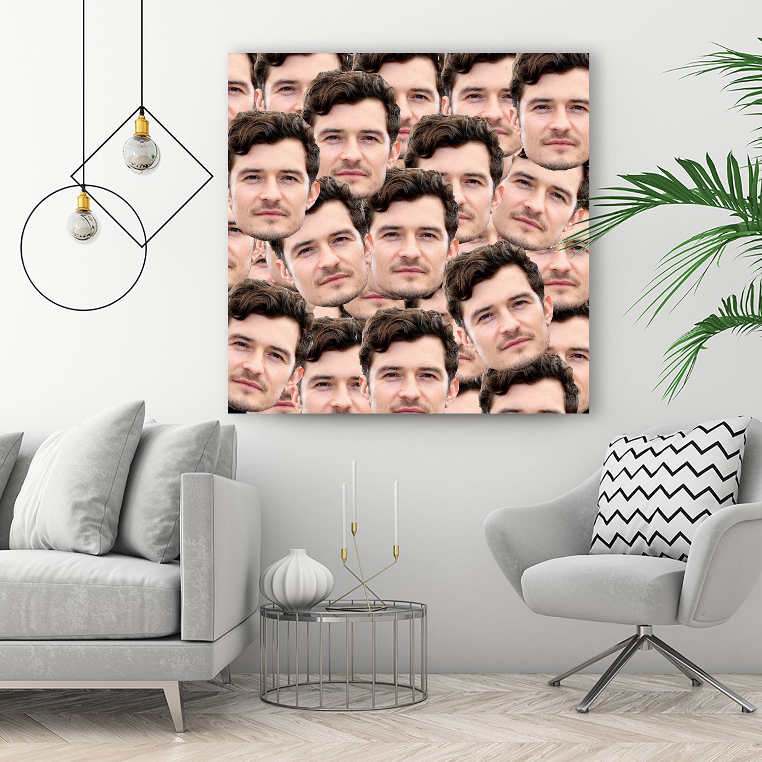 ALL OVER Orlando Bloom Funny Design Star Celebryty by Damian Augustyniak on GIANT ART - yellow mixed media