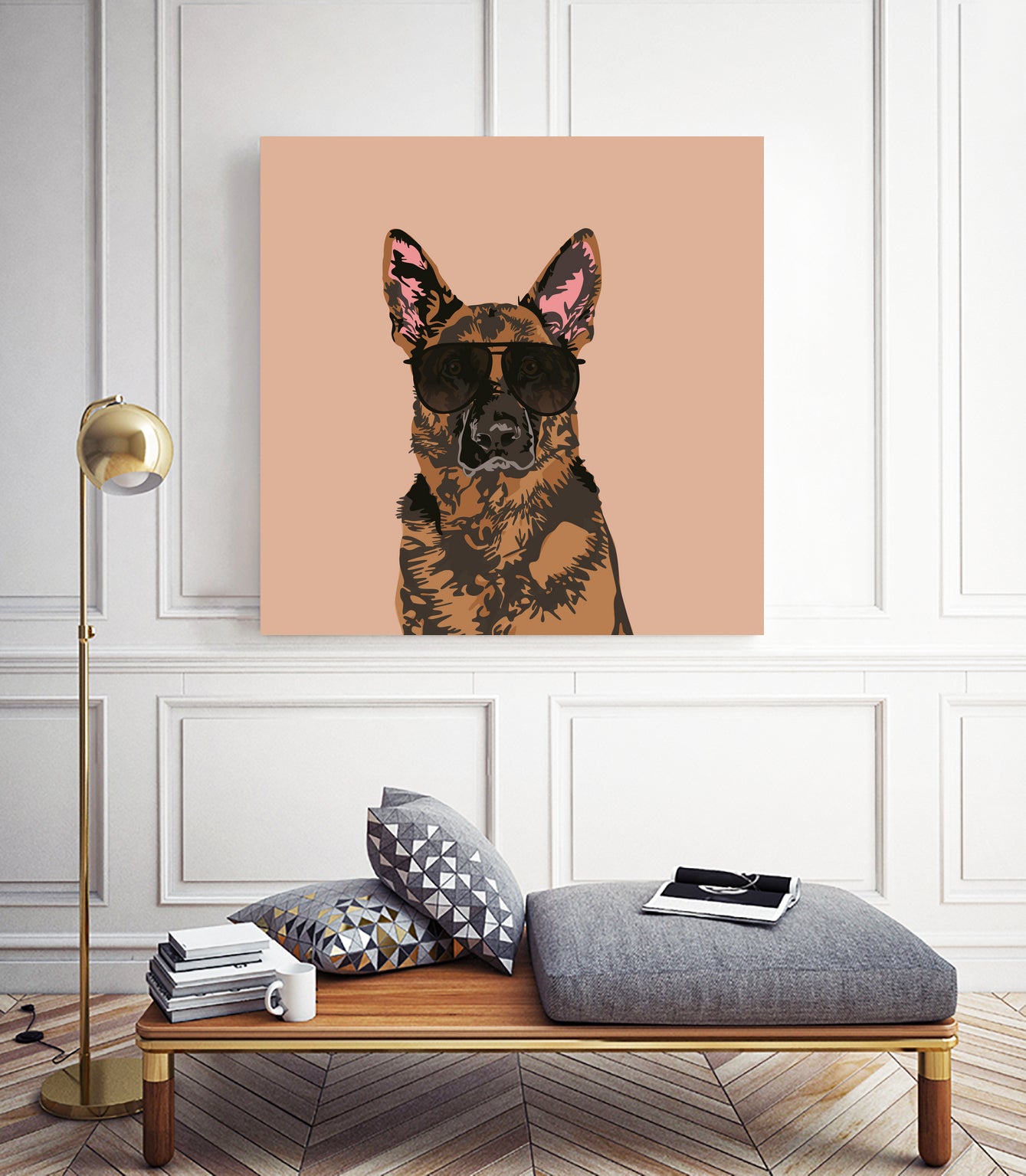 Cool German Shepherd for German Shepherd Lovers by Haidi Shabrina on GIANT ART - pink vector illustration