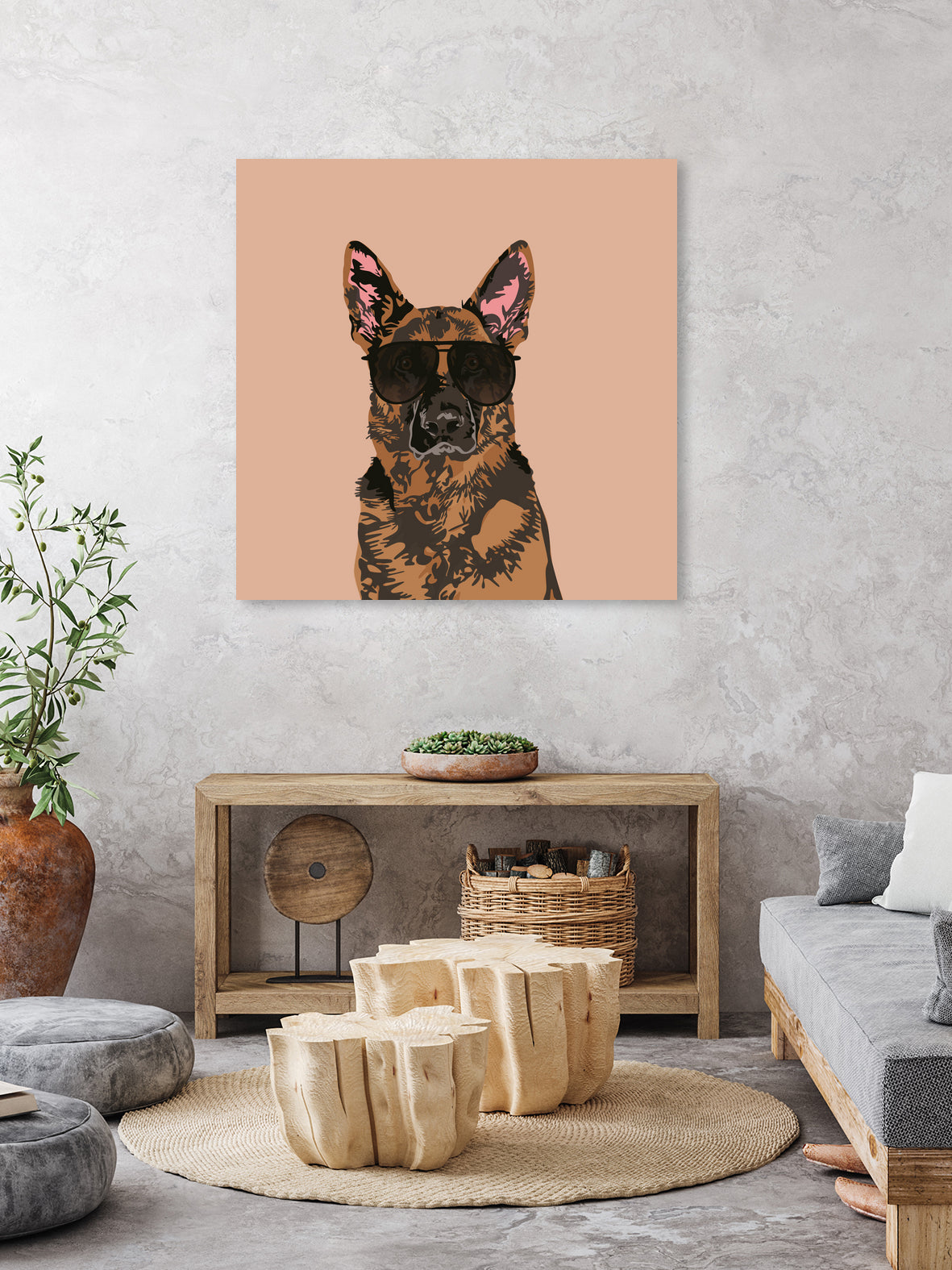 Cool German Shepherd for German Shepherd Lovers by Haidi Shabrina on GIANT ART - pink vector illustration