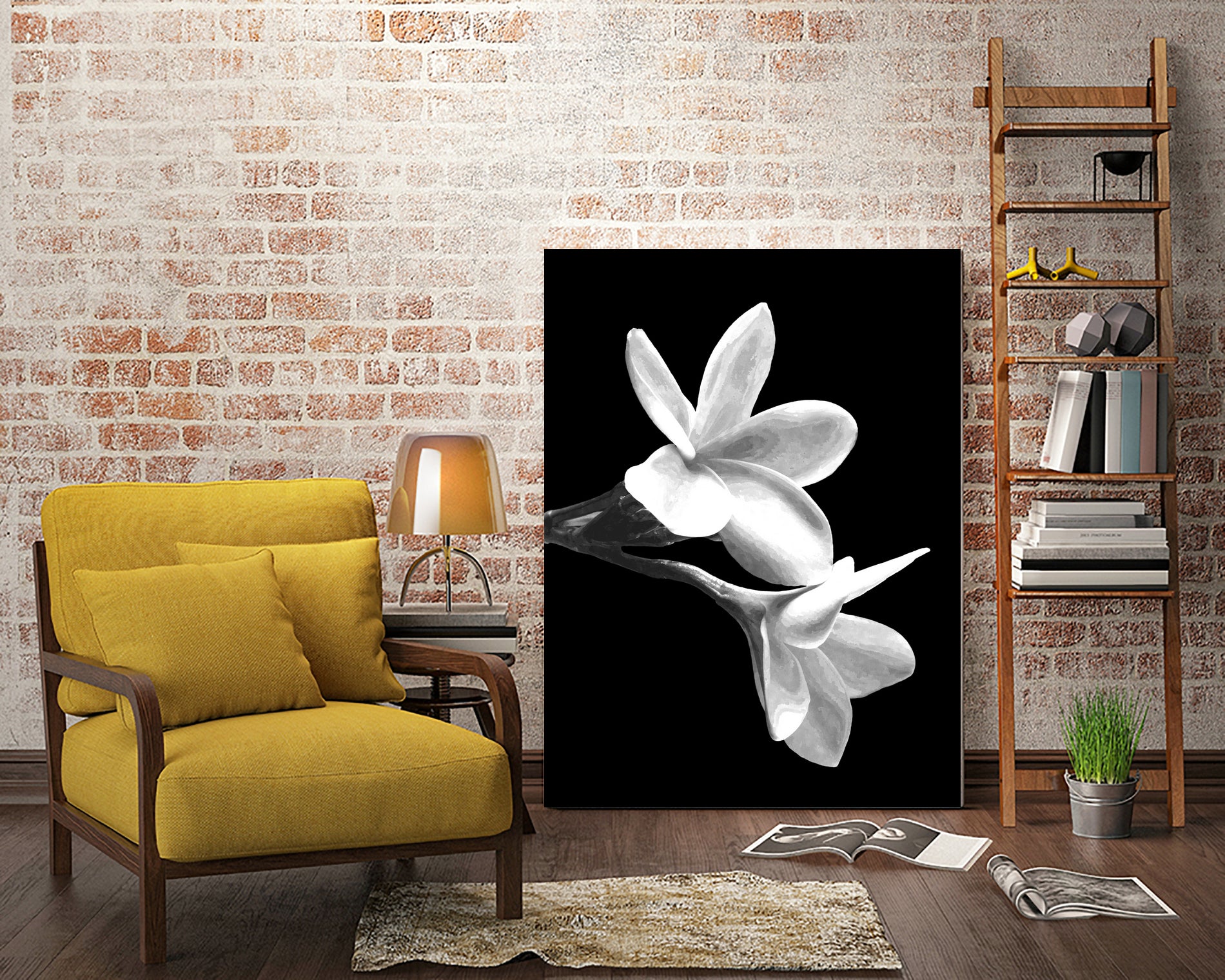White Flowers Black Background by Alessandra Minervini on GIANT ART - black digital painting