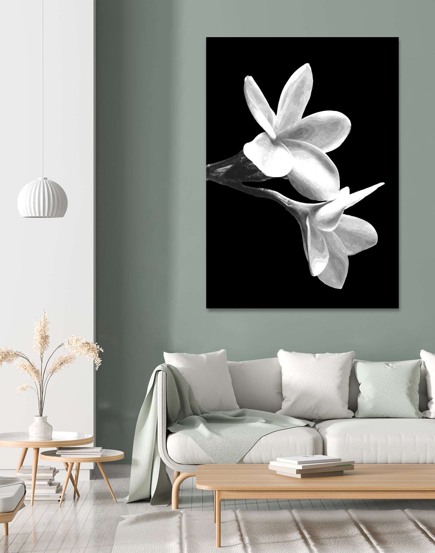 White Flowers Black Background by Alessandra Minervini on GIANT ART - black digital painting