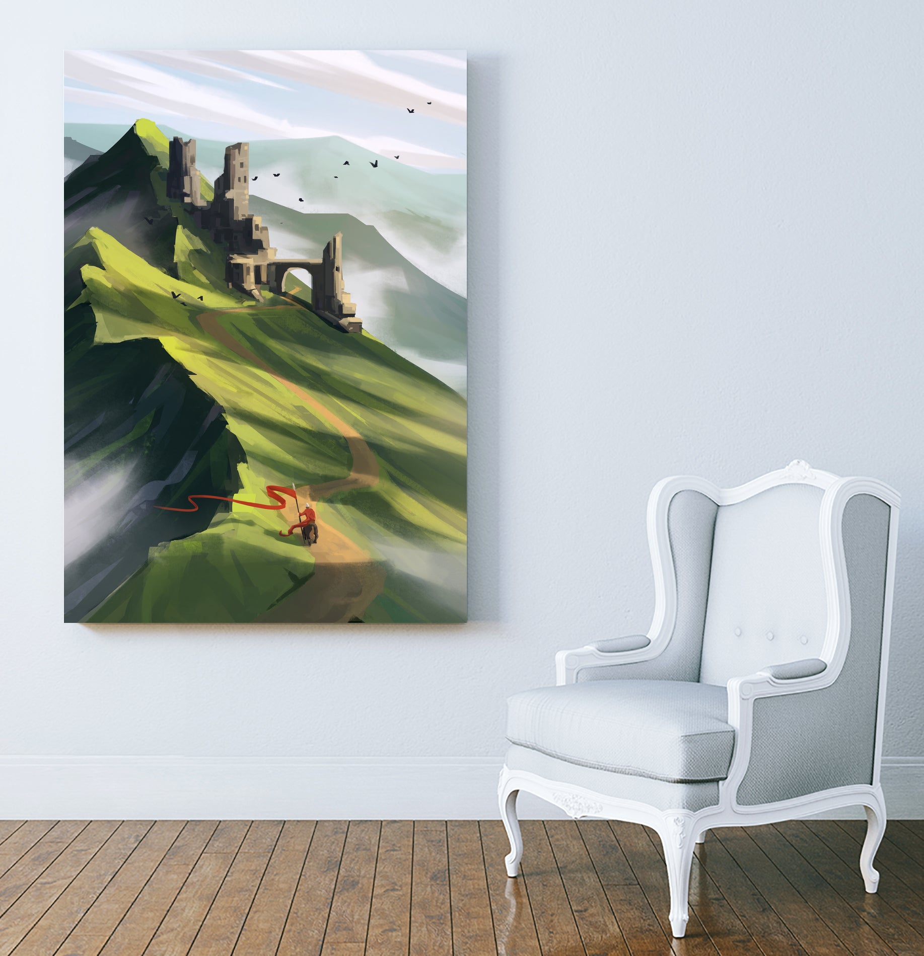 Lonely knight by Laszlo Ede on GIANT ART - white digital painting