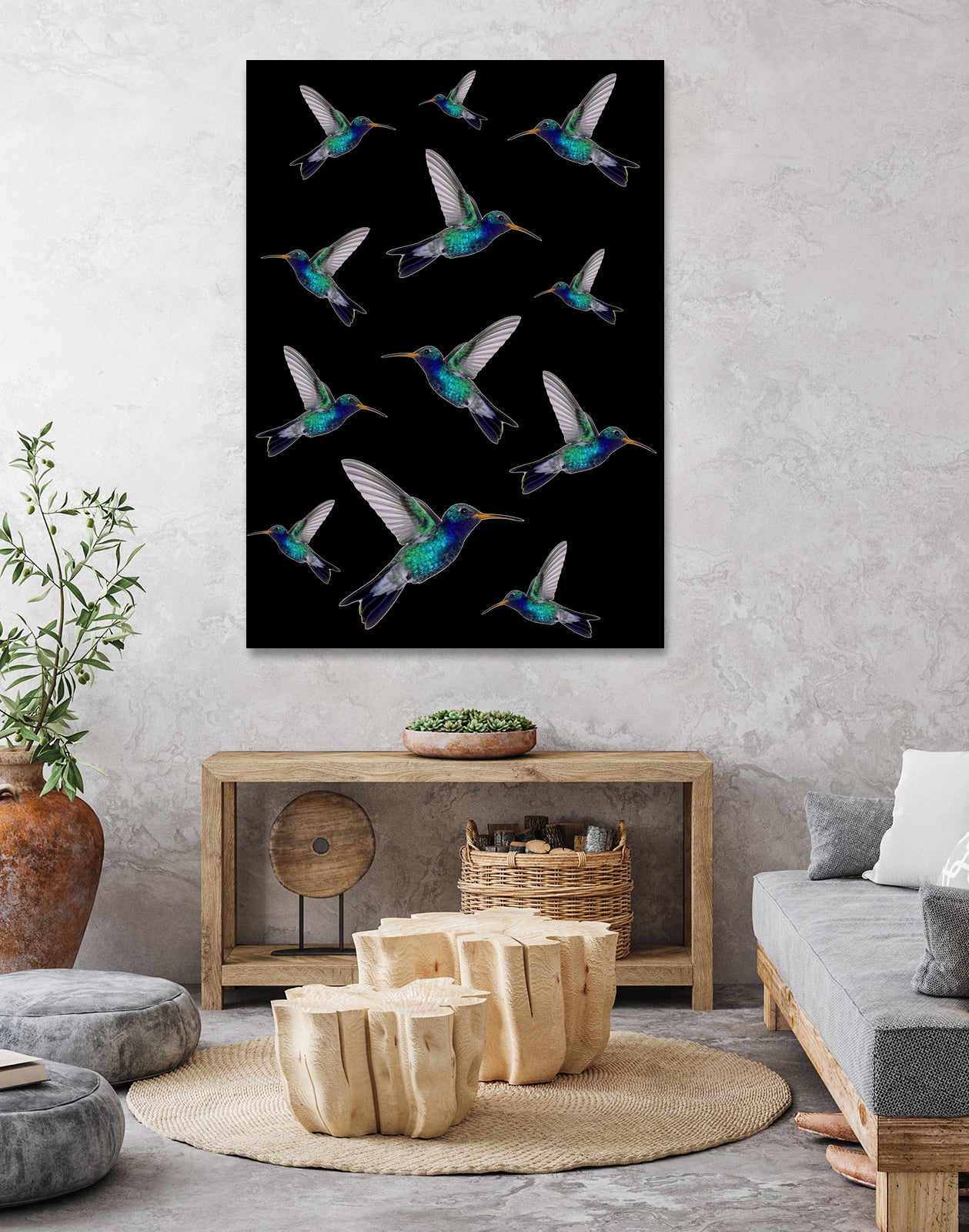 hummingbird pattern by Kiki Castel on GIANT ART - green vector illustration