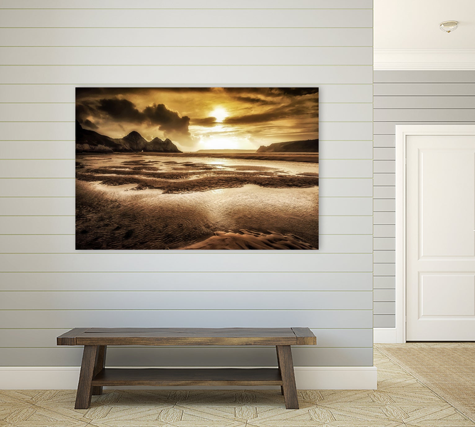 Three Cliffs Bay Gower by Leighton Collins on GIANT ART - pink photo illustration