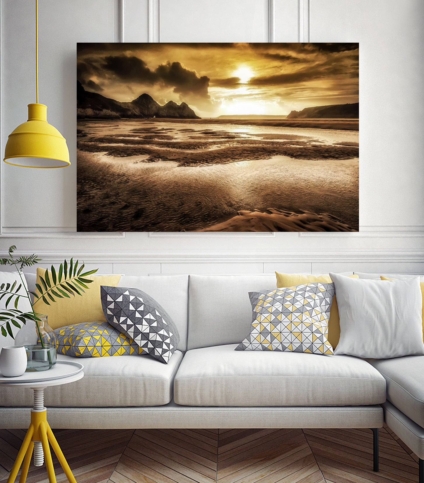 Three Cliffs Bay Gower by Leighton Collins on GIANT ART - pink photo illustration