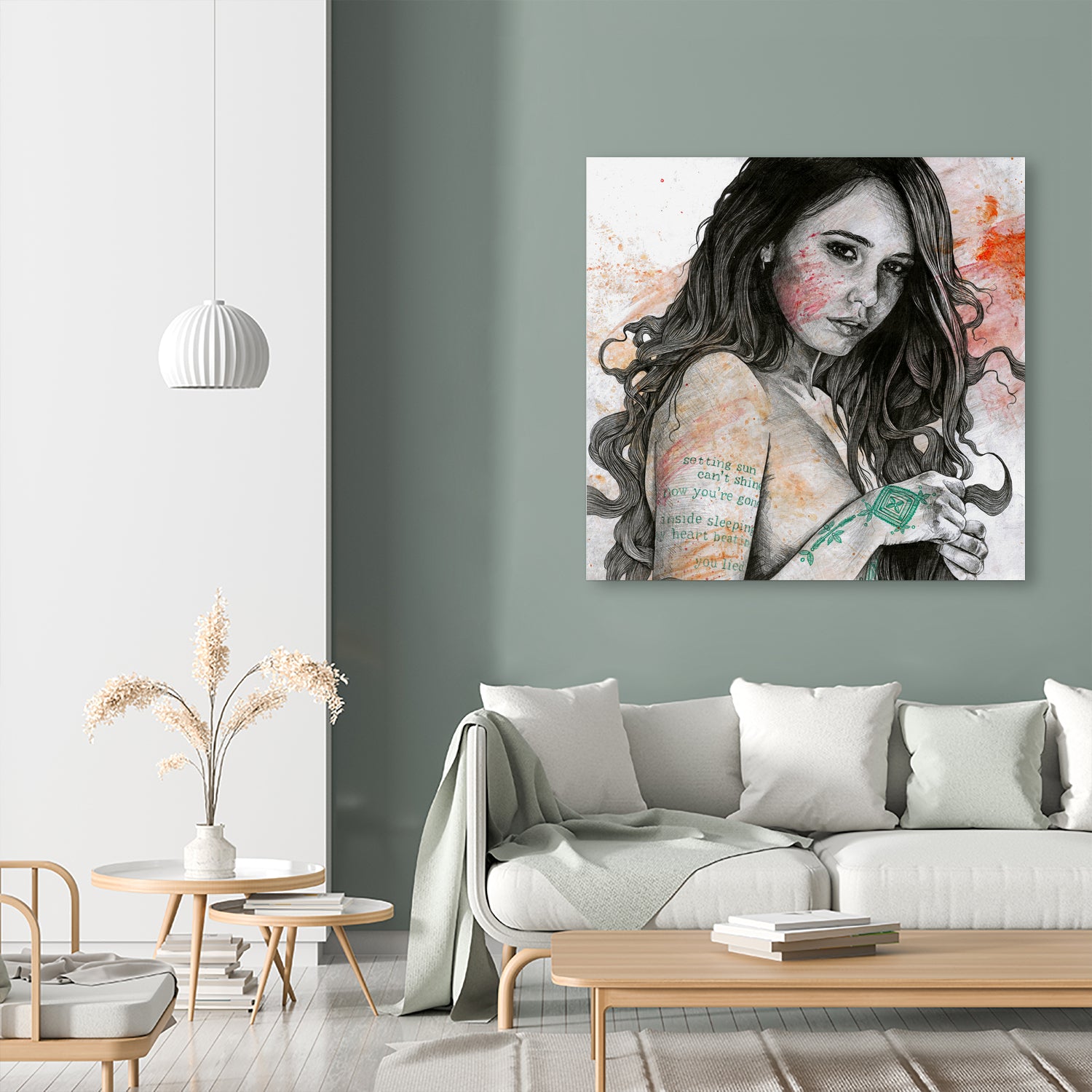 You Lied (nude girl with mandala tattoos) by Marco Paludet on GIANT ART - orange mixed media