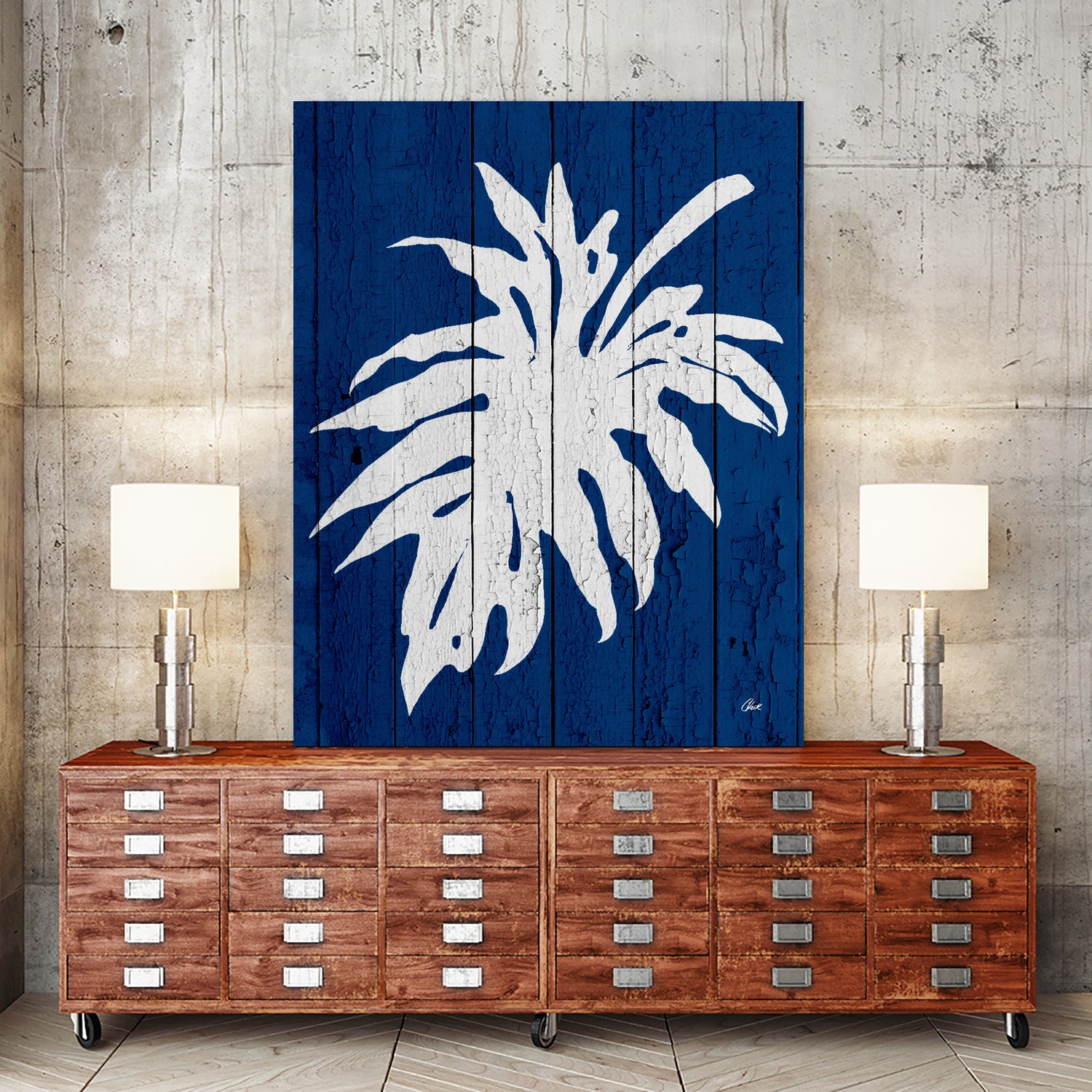 Blue Nature Dark Blue Palm5 by Catia Keck on GIANT ART - blue photo manipulation