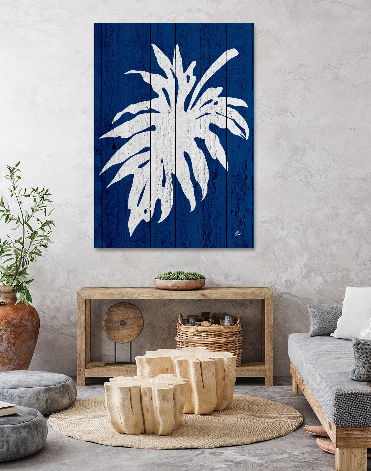 Blue Nature Dark Blue Palm5 by Catia Keck on GIANT ART - blue photo manipulation