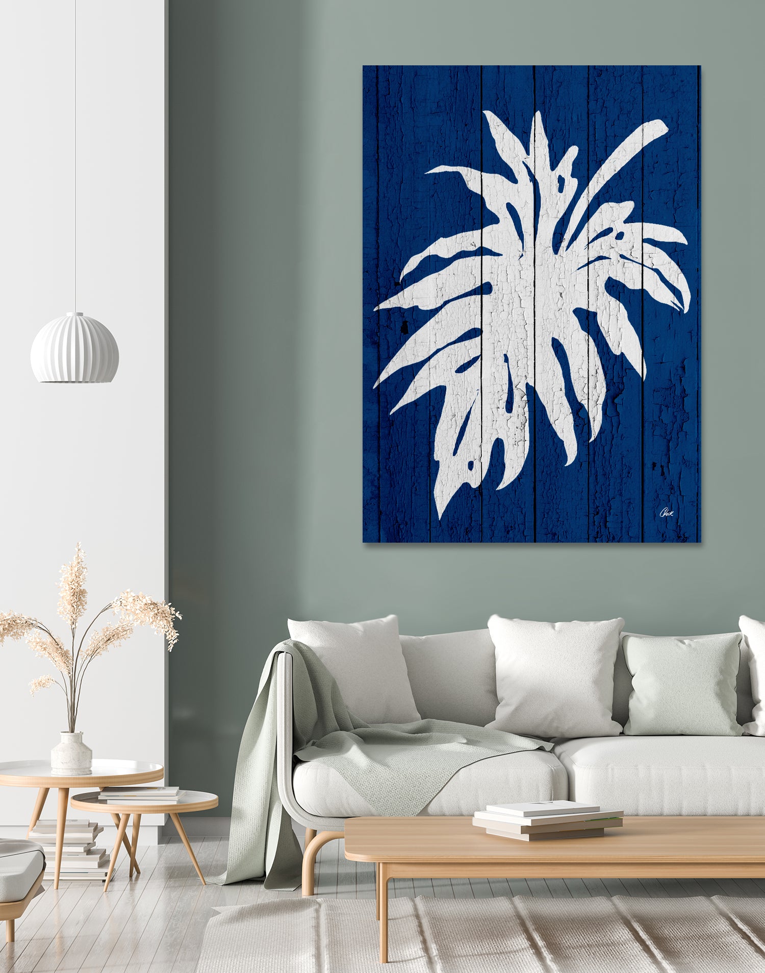 Blue Nature Dark Blue Palm5 by Catia Keck on GIANT ART - blue photo manipulation