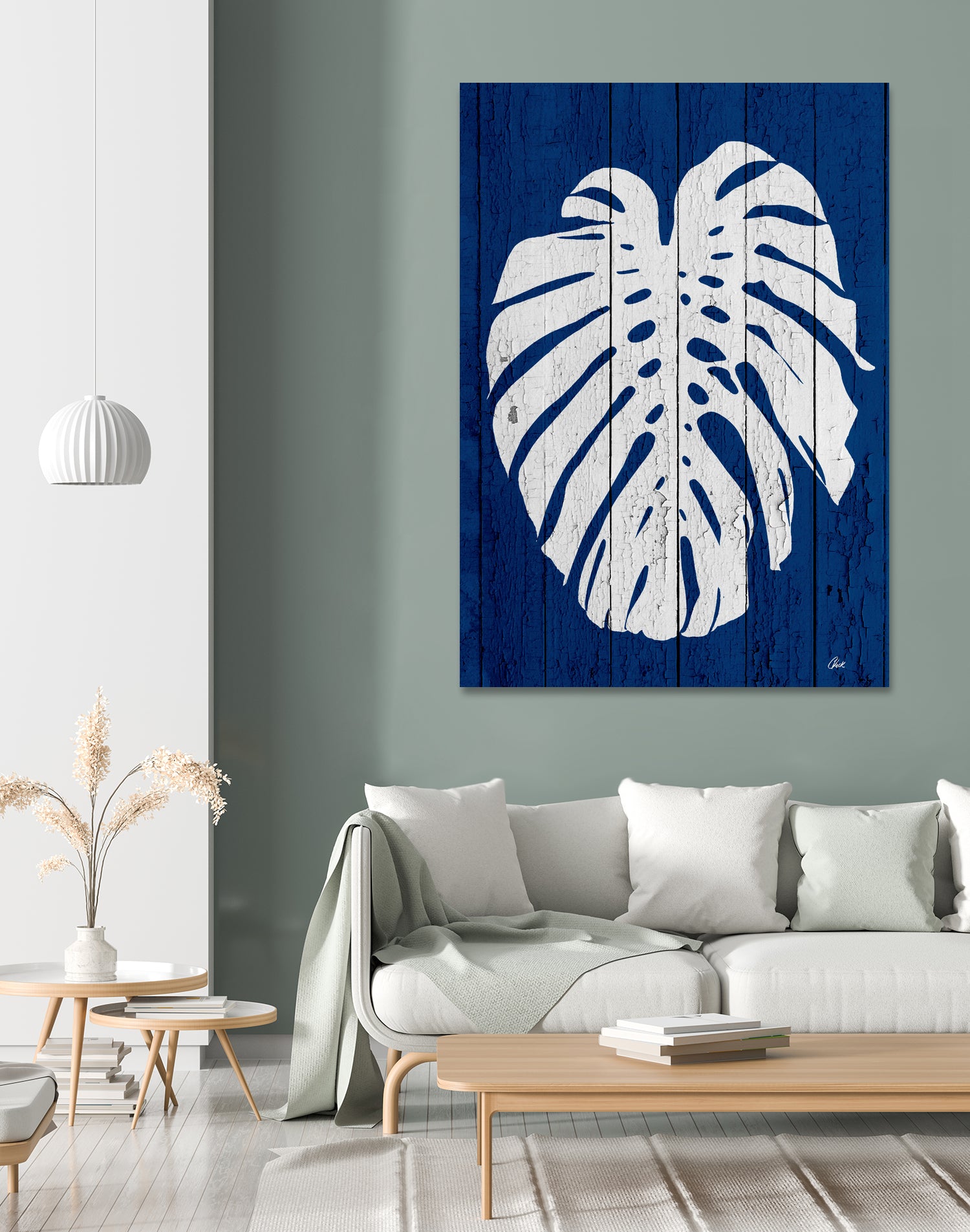 Blue Nature Dark Blue Palm2 by Catia Keck on GIANT ART - blue mixed media