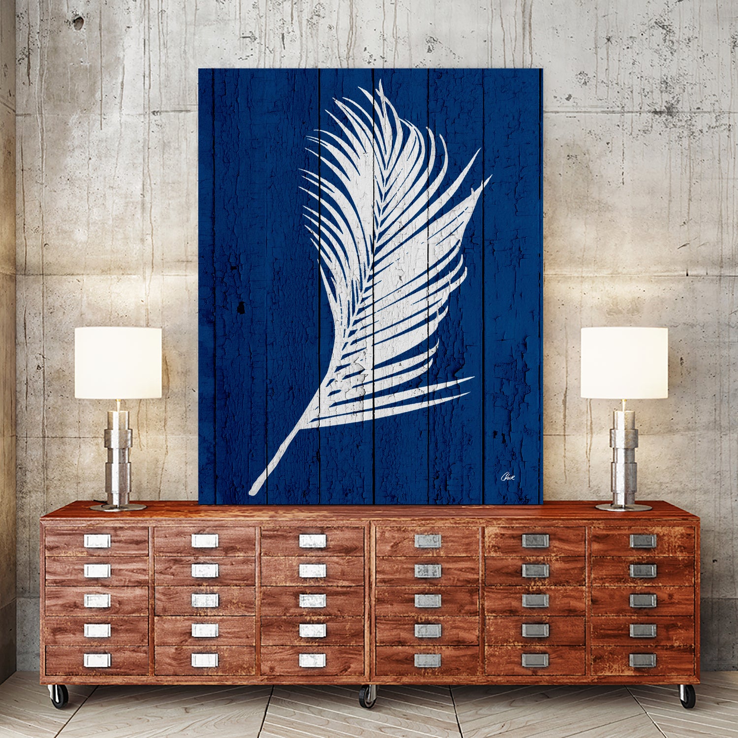 Blue Nature Dark Blue Palm4 by Catia Keck on GIANT ART - blue mixed media