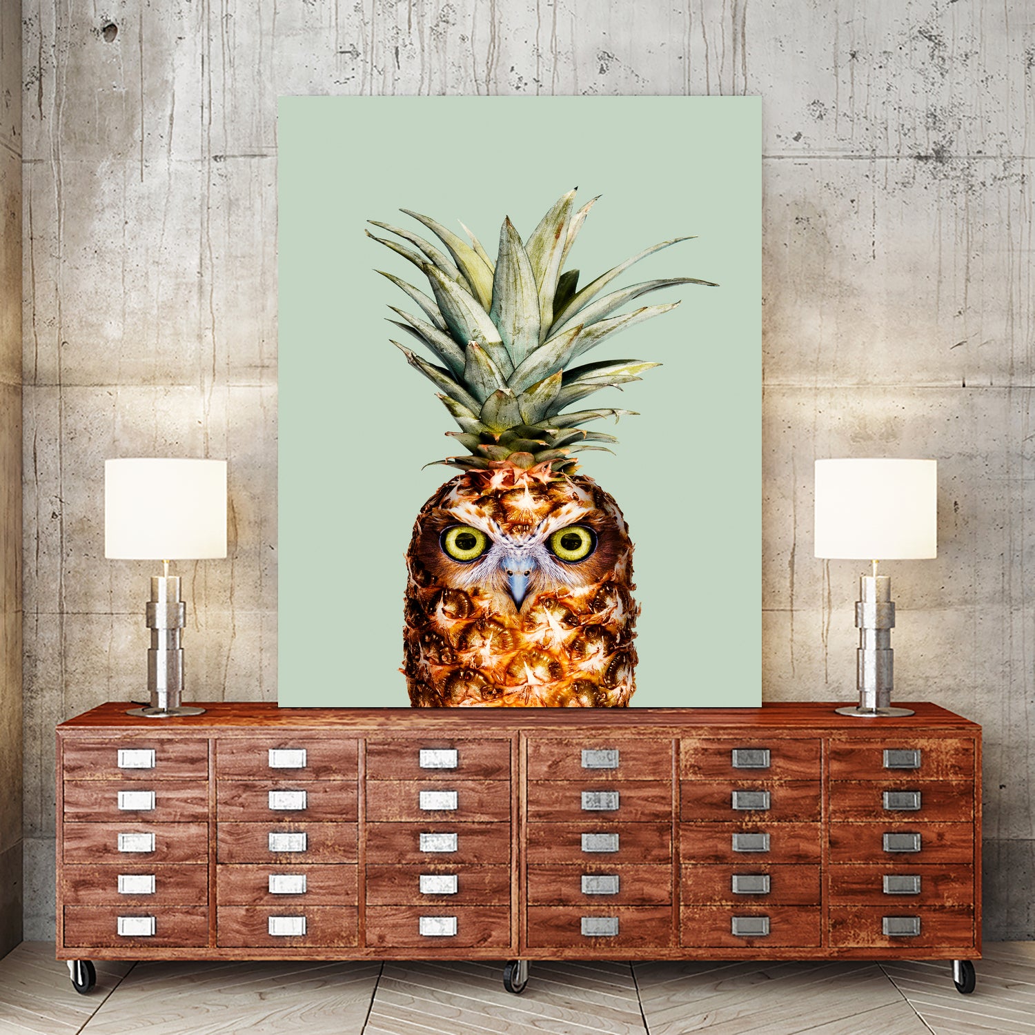 PINEAPPLE OWL by Jonas Loose on GIANT ART - green photo manipulation