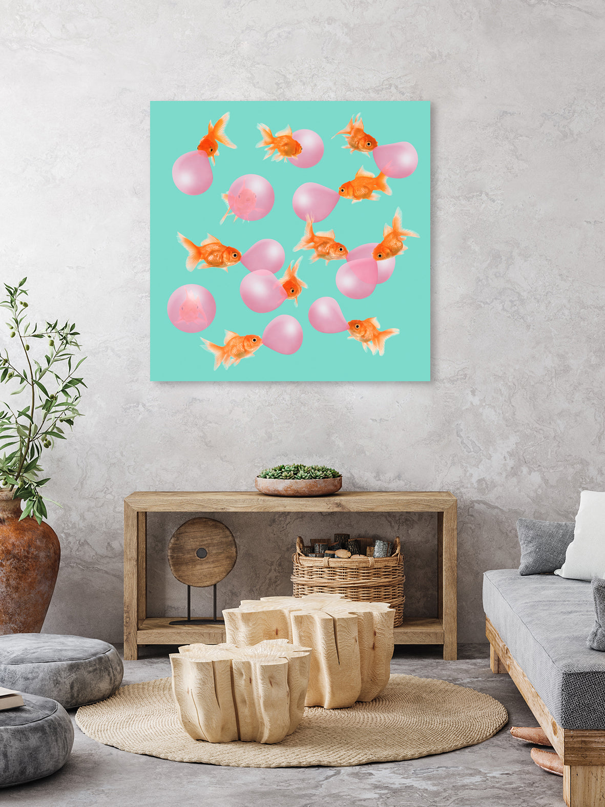 BUBBLEGUM GOLDFISH by Jonas Loose on GIANT ART - pink digital painting