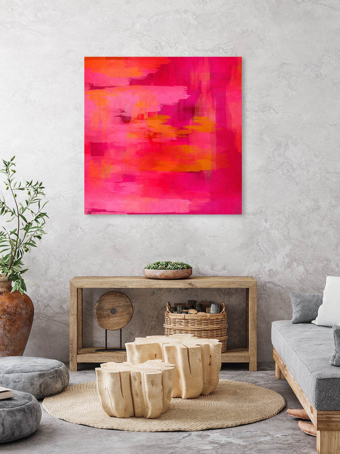 Abstract brushstrokes in pastel pinks and oranges by Mar Cantón on GIANT ART - white digital painting