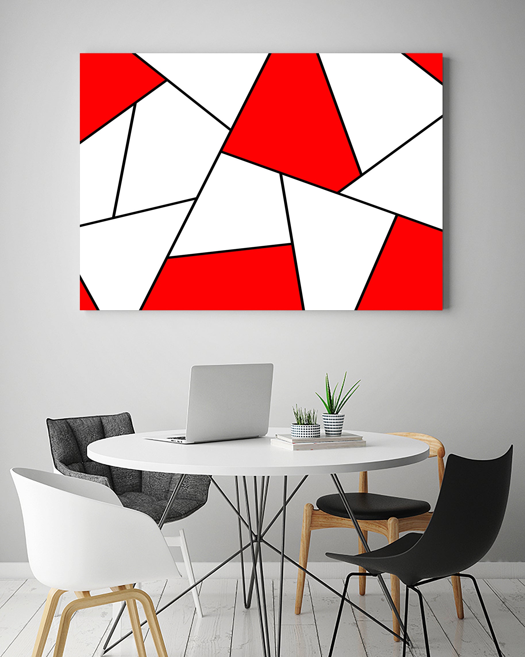 Abstract geometric pattern - red, black and white. by Keren Shiker on GIANT ART - red digital painting