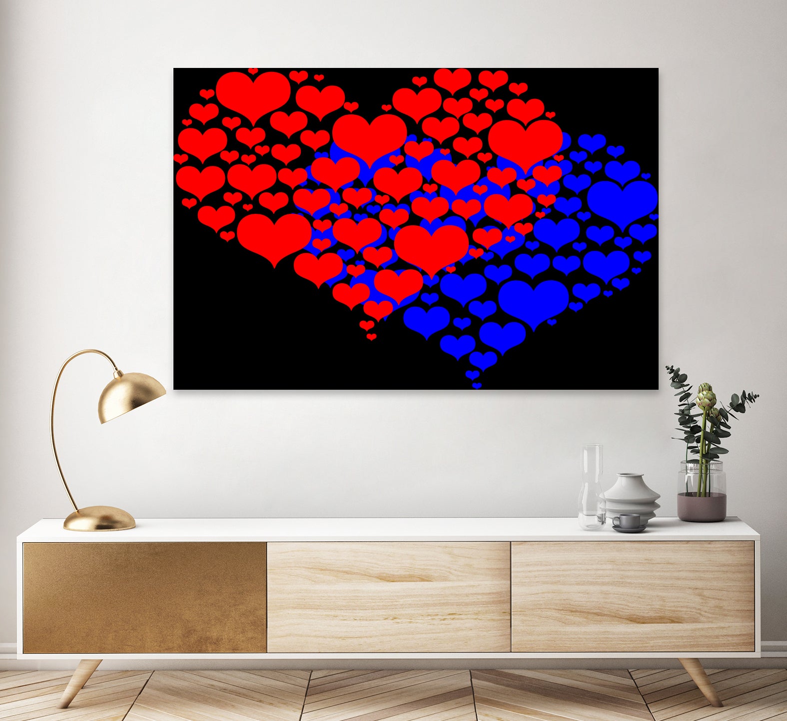 Two hearts blue and red by Daniel Danco on GIANT ART - red vector illustration