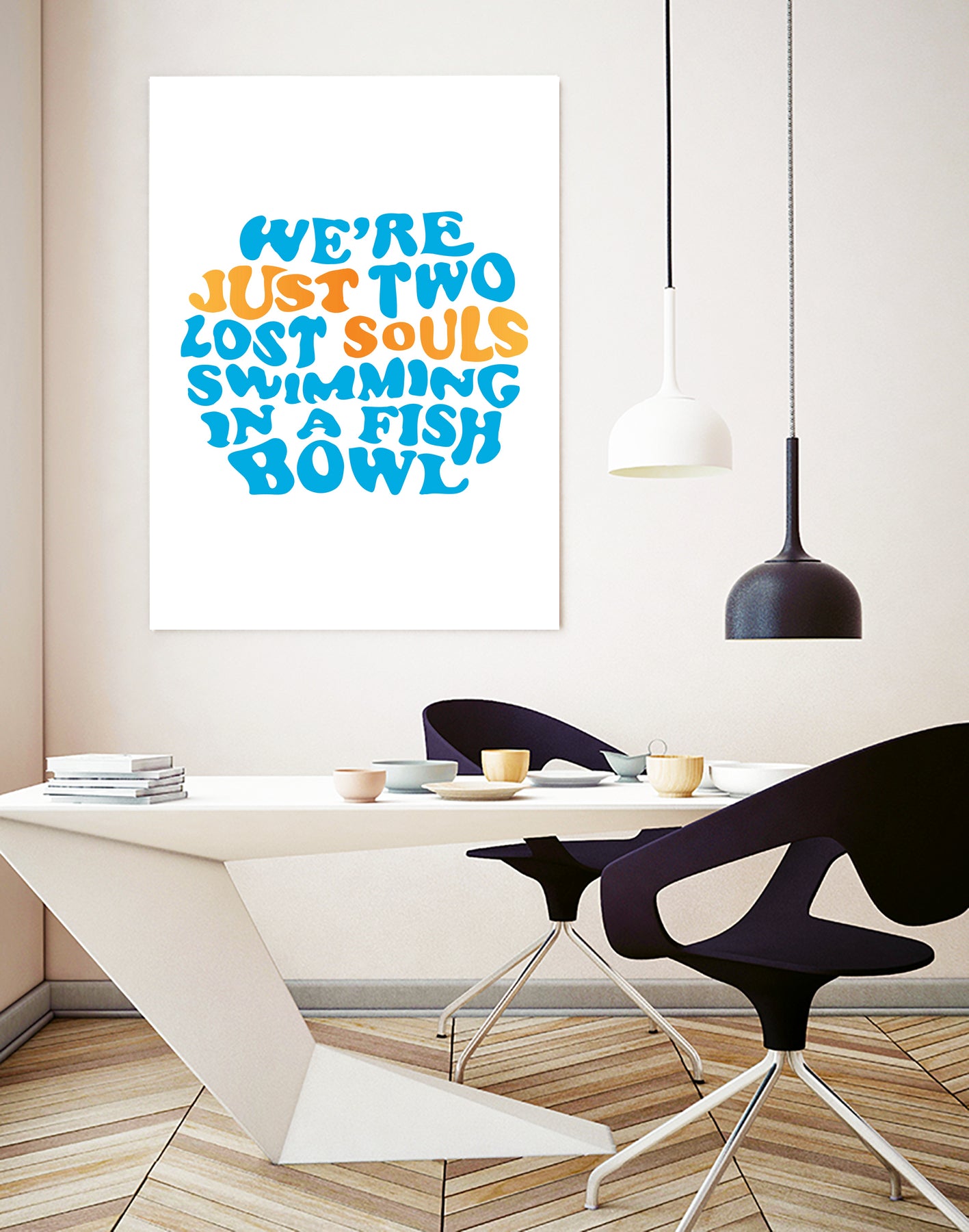 Pink Floyd - just two lost souls swimming in a fish bowl by gareth mcguckin on GIANT ART - white typography