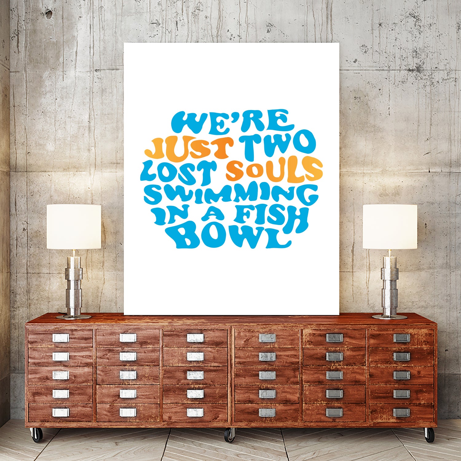 Pink Floyd - just two lost souls swimming in a fish bowl by gareth mcguckin on GIANT ART - white typography