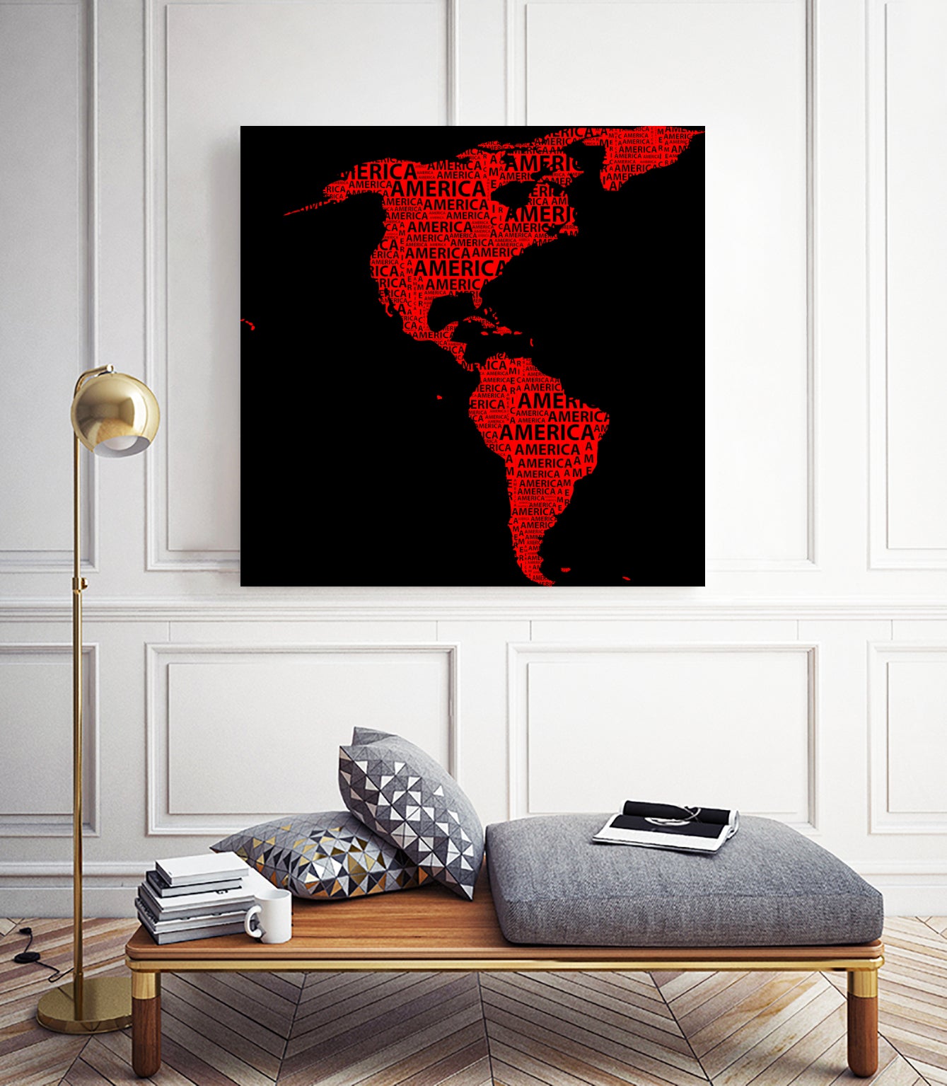 Map of continent America - illustration by Daniel Danco on GIANT ART - red vector illustration