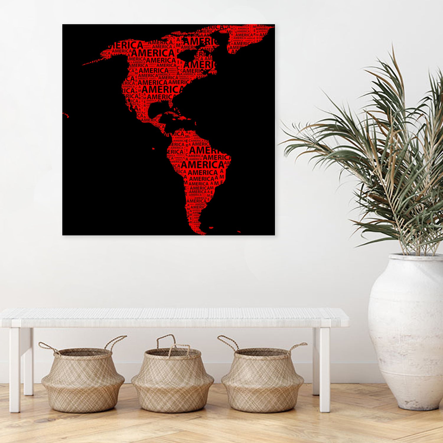 Map of continent America - illustration by Daniel Danco on GIANT ART - red vector illustration