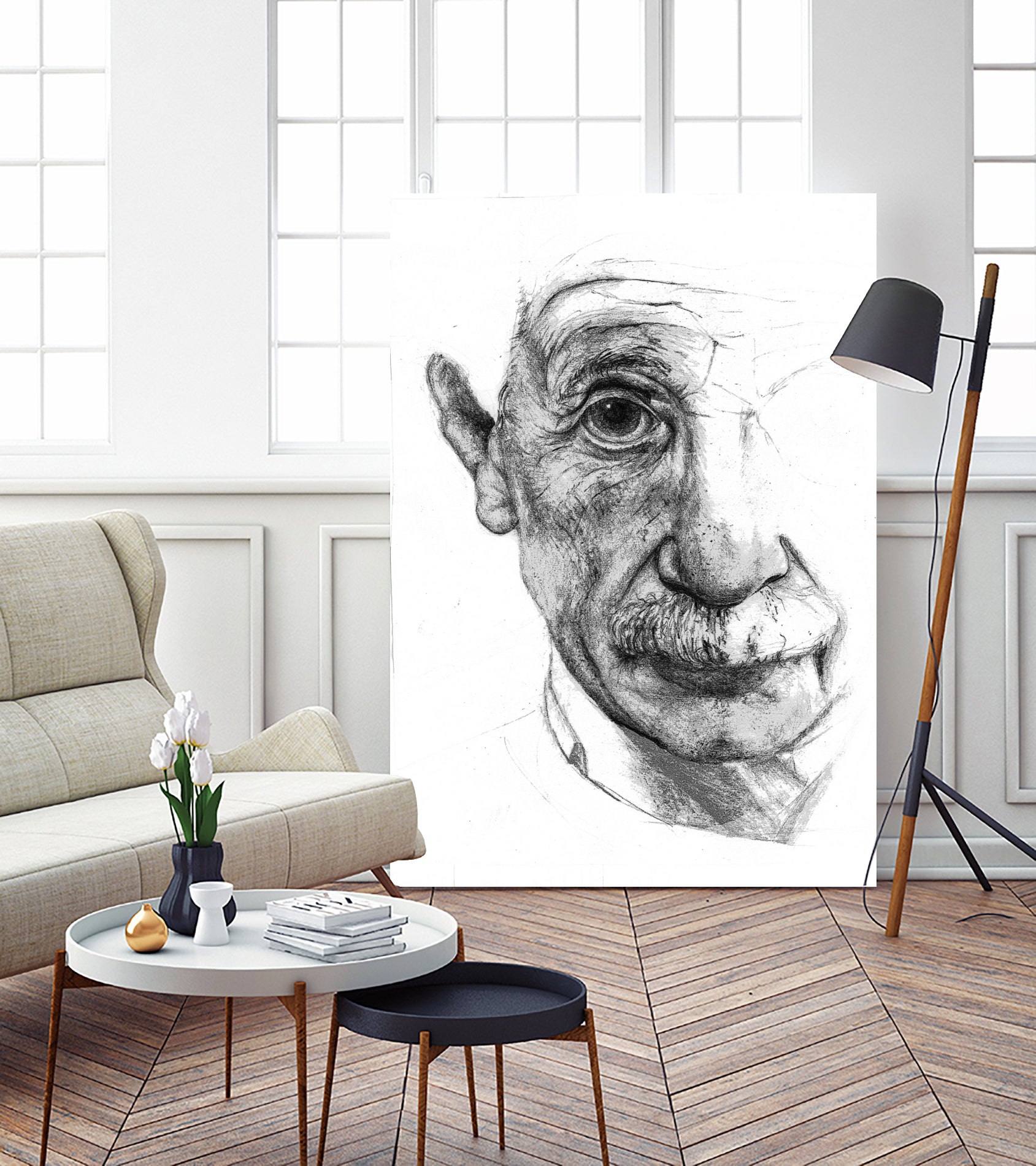 Einstein illustration by Charlotte Johnson on GIANT ART - gray digital drawing