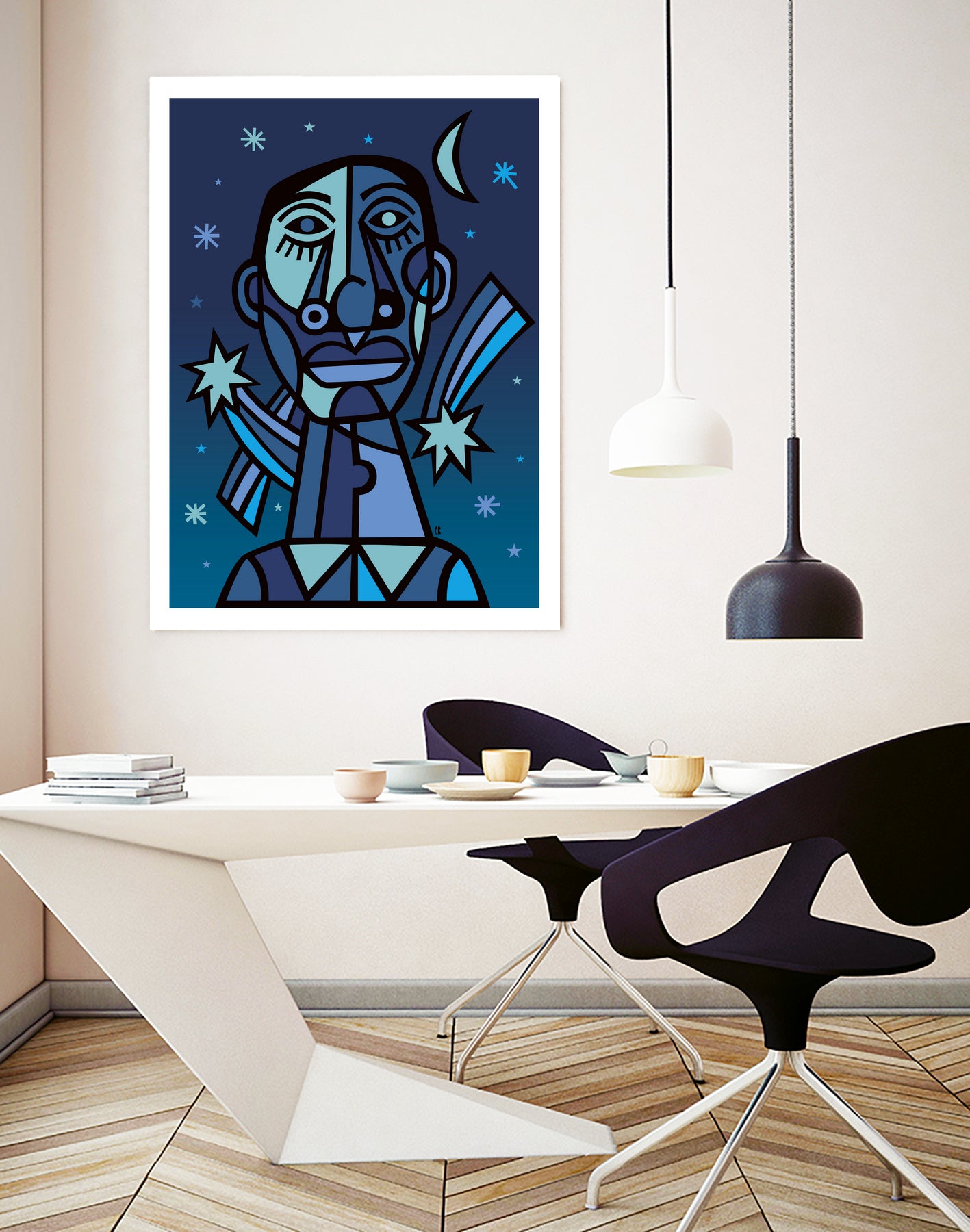 Noche estrellada by Carlos Joaquin Ramirez Fernandez on GIANT ART - blue digital drawing