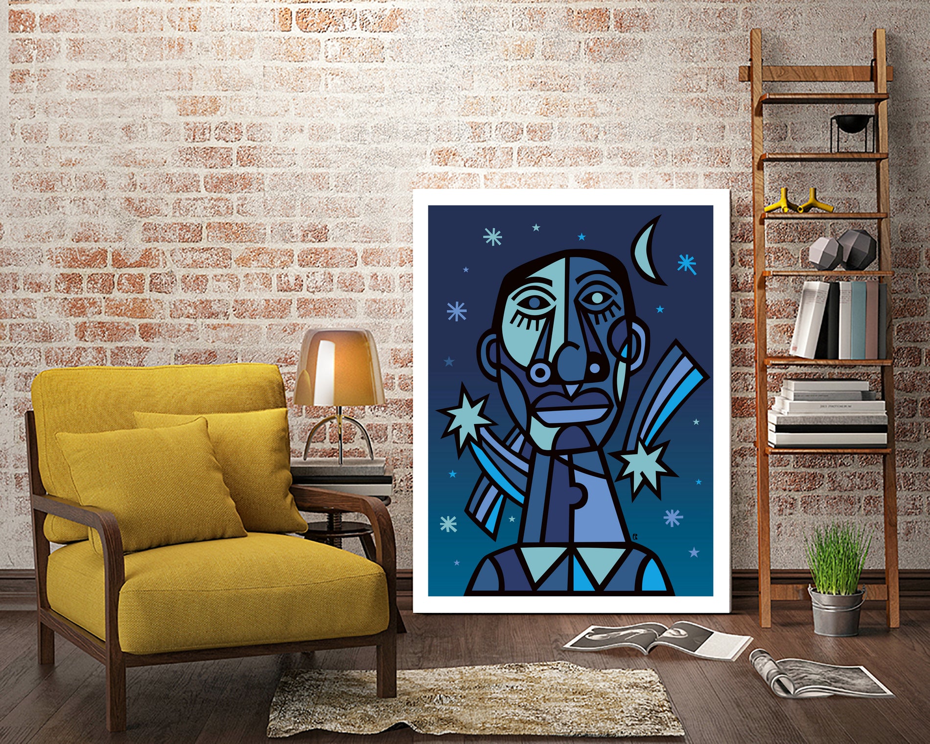 Noche estrellada by Carlos Joaquin Ramirez Fernandez on GIANT ART - blue digital drawing