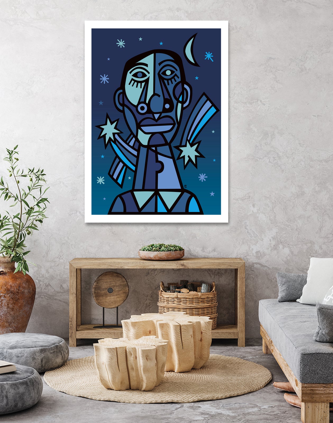 Noche estrellada by Carlos Joaquin Ramirez Fernandez on GIANT ART - blue digital drawing