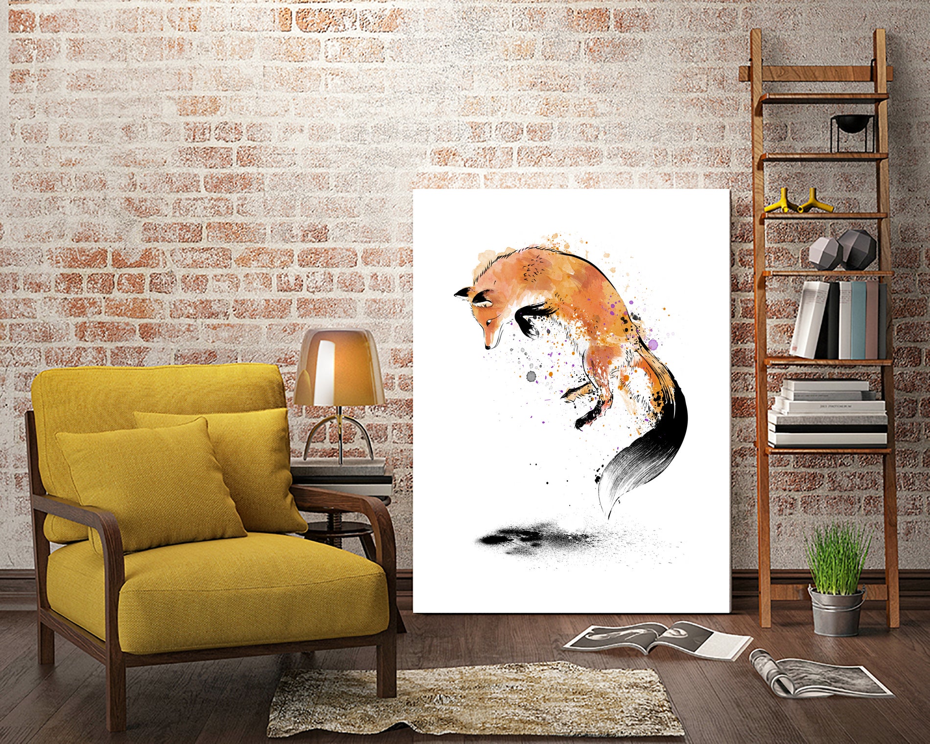 Red Fox jumping into Snow by Antonio Camarena on GIANT ART - white digital painting