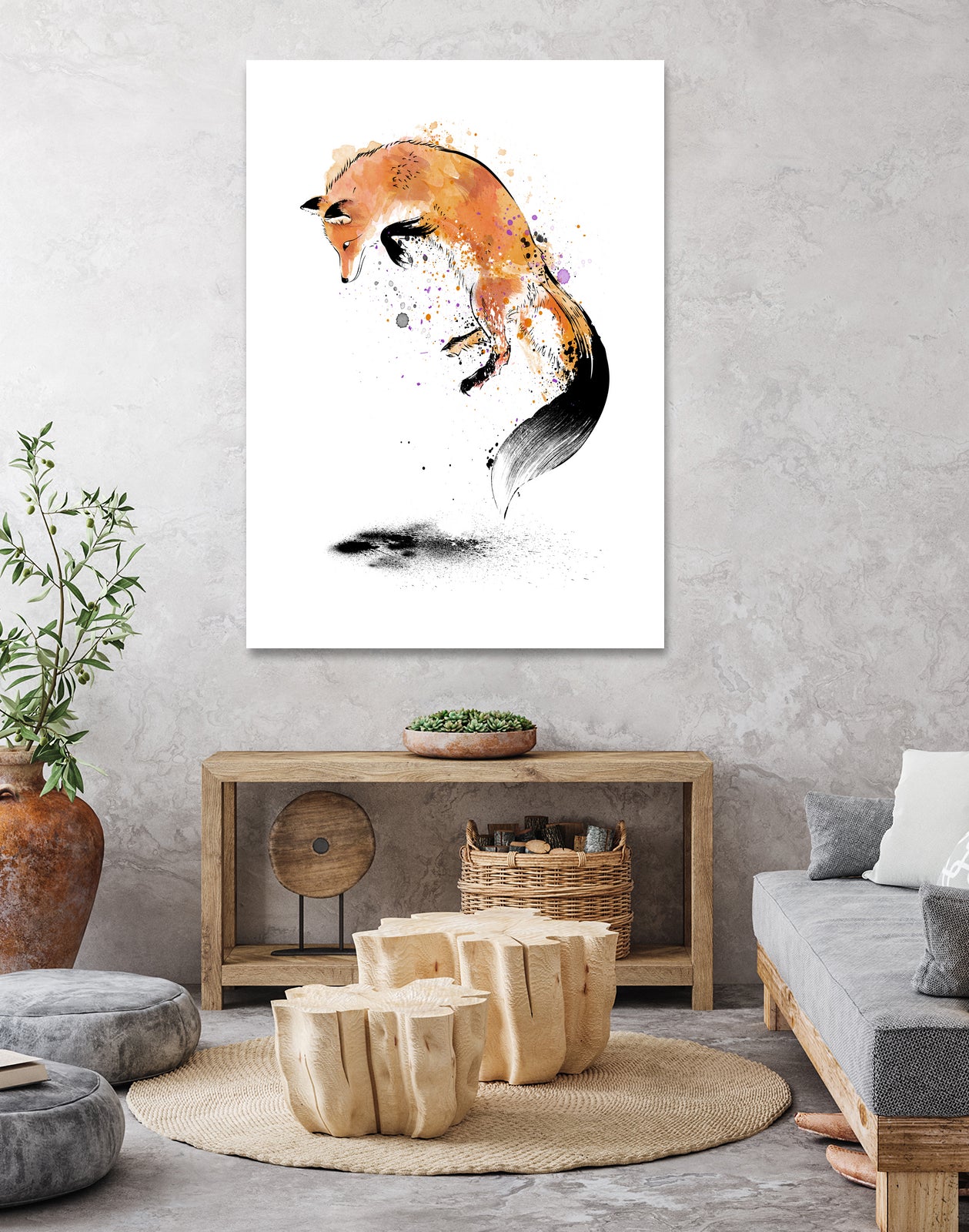 Red Fox jumping into Snow by Antonio Camarena on GIANT ART - white digital painting