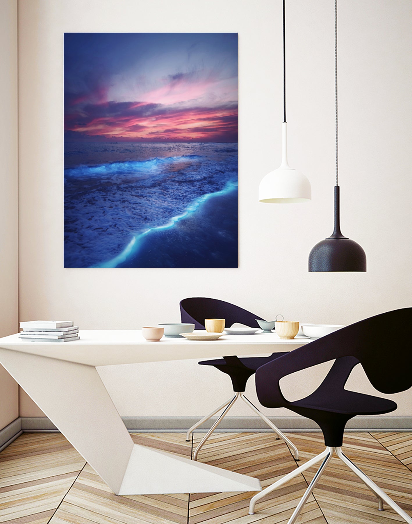 Starry waves by Hussam Eissa on GIANT ART - pink digital painting