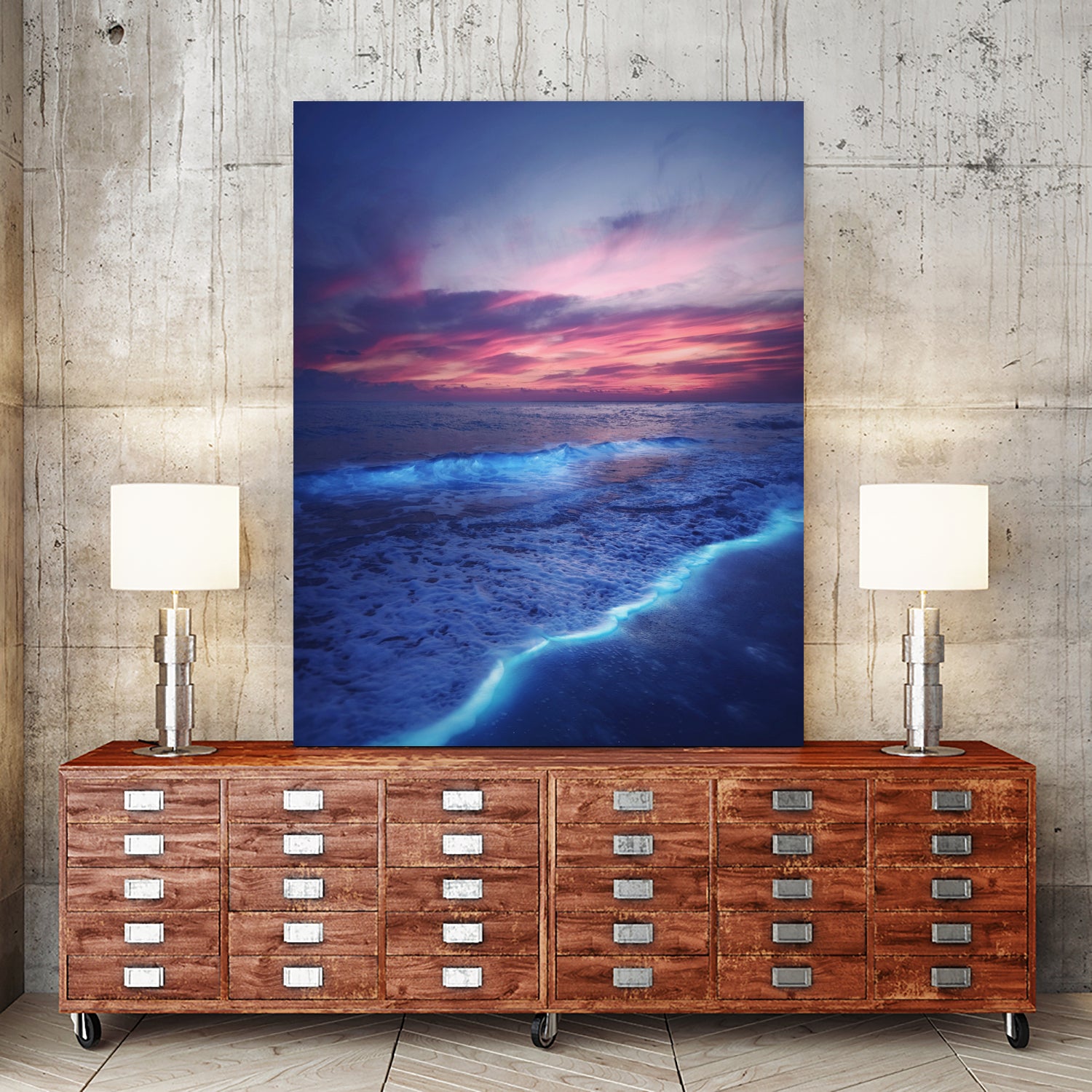 Starry waves by Hussam Eissa on GIANT ART - pink digital painting