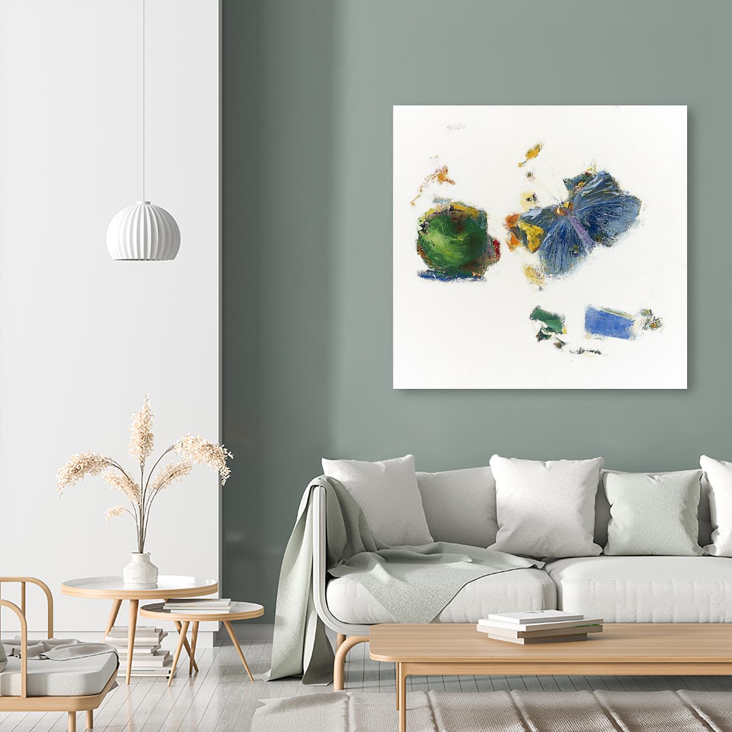 Pomme et papillon by Diane Lambin on GIANT ART - green abstract papillon