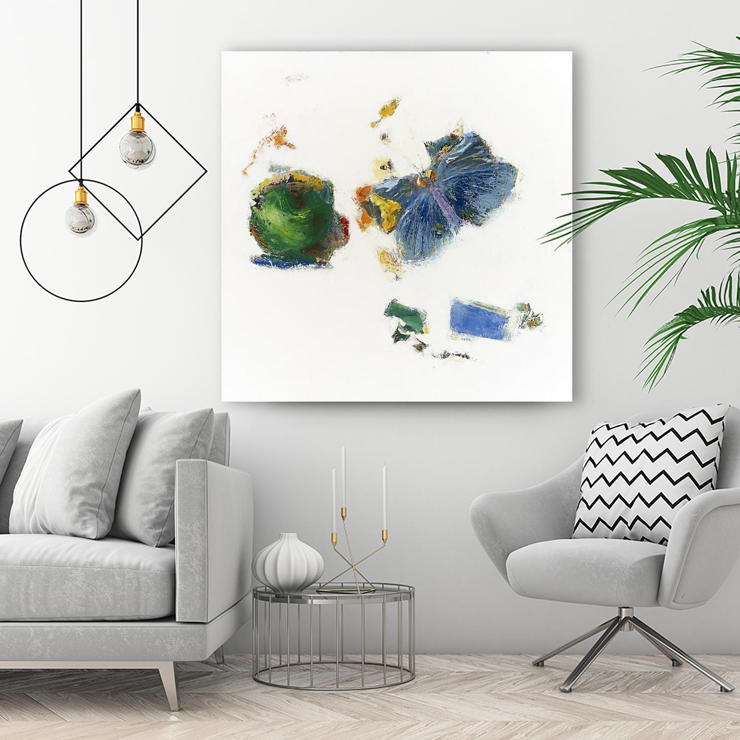 Pomme et papillon by Diane Lambin on GIANT ART - green abstract papillon