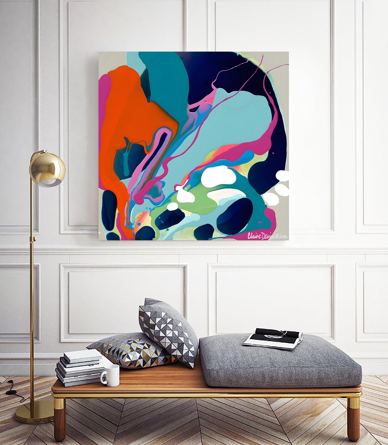 I-Would-Gladly-Listen by Clarie Desjardins on GIANT ART - red abstract framed canvas