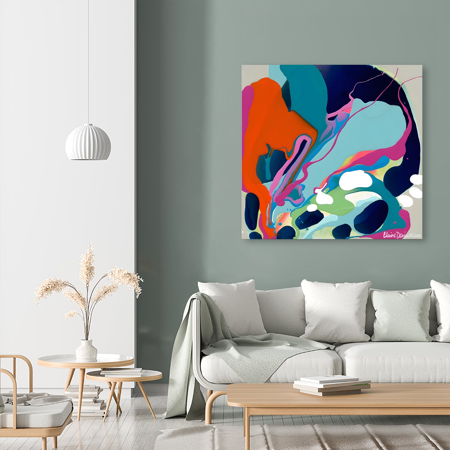 I-Would-Gladly-Listen by Clarie Desjardins on GIANT ART - red abstract framed canvas