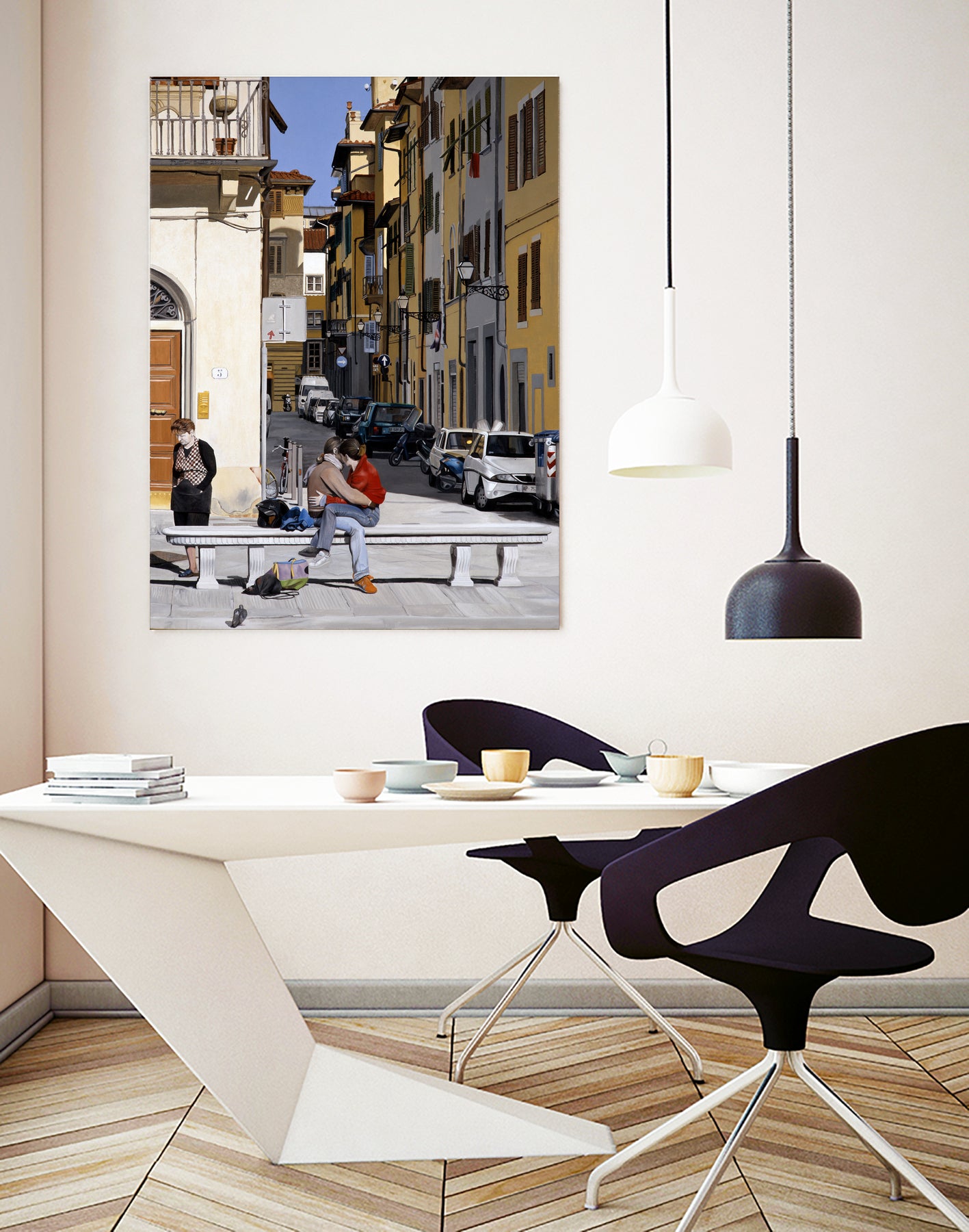 Lovers in Santa Croce by Matthew Holden Bates on GIANT ART - blue landscape