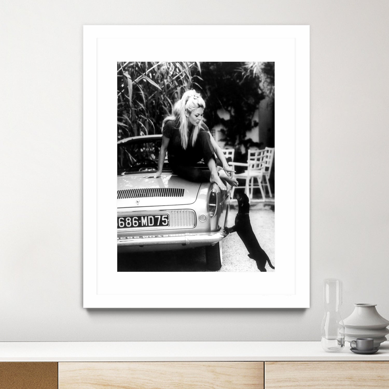 Brigitte Bardot with her dog in St. Tropez, 1962 by M Studio on GIANT ART - black and white photographie bardot