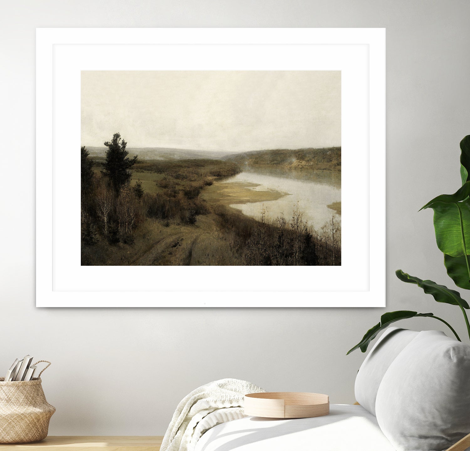 View On The Lake by M Studio on GIANT ART - green landscape framed canvas