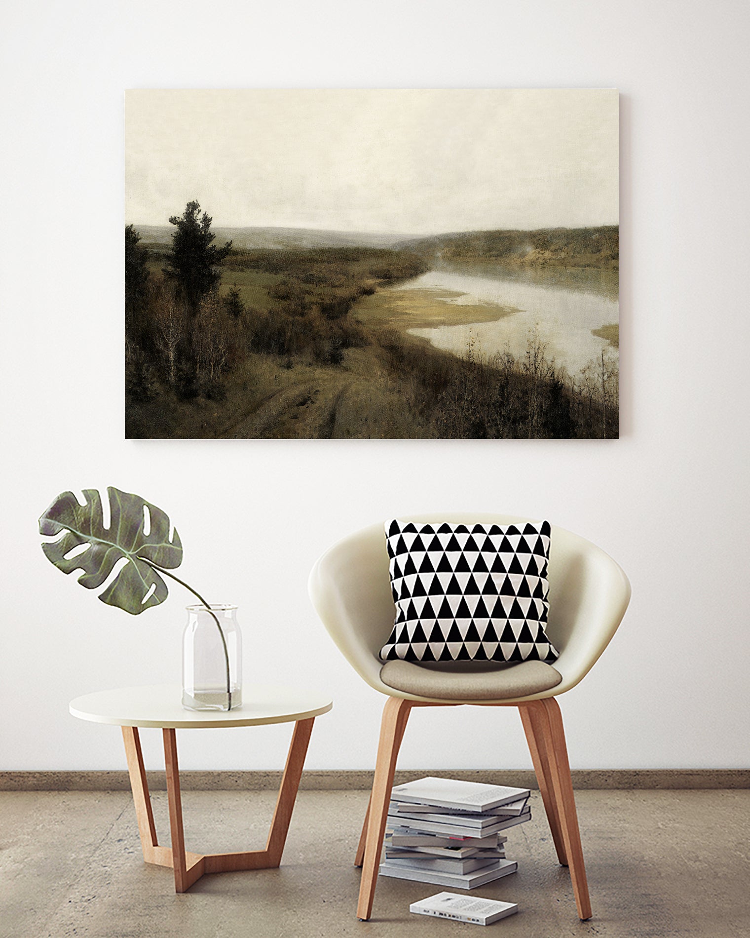 View On The Lake by M Studio on GIANT ART - green landscape framed canvas